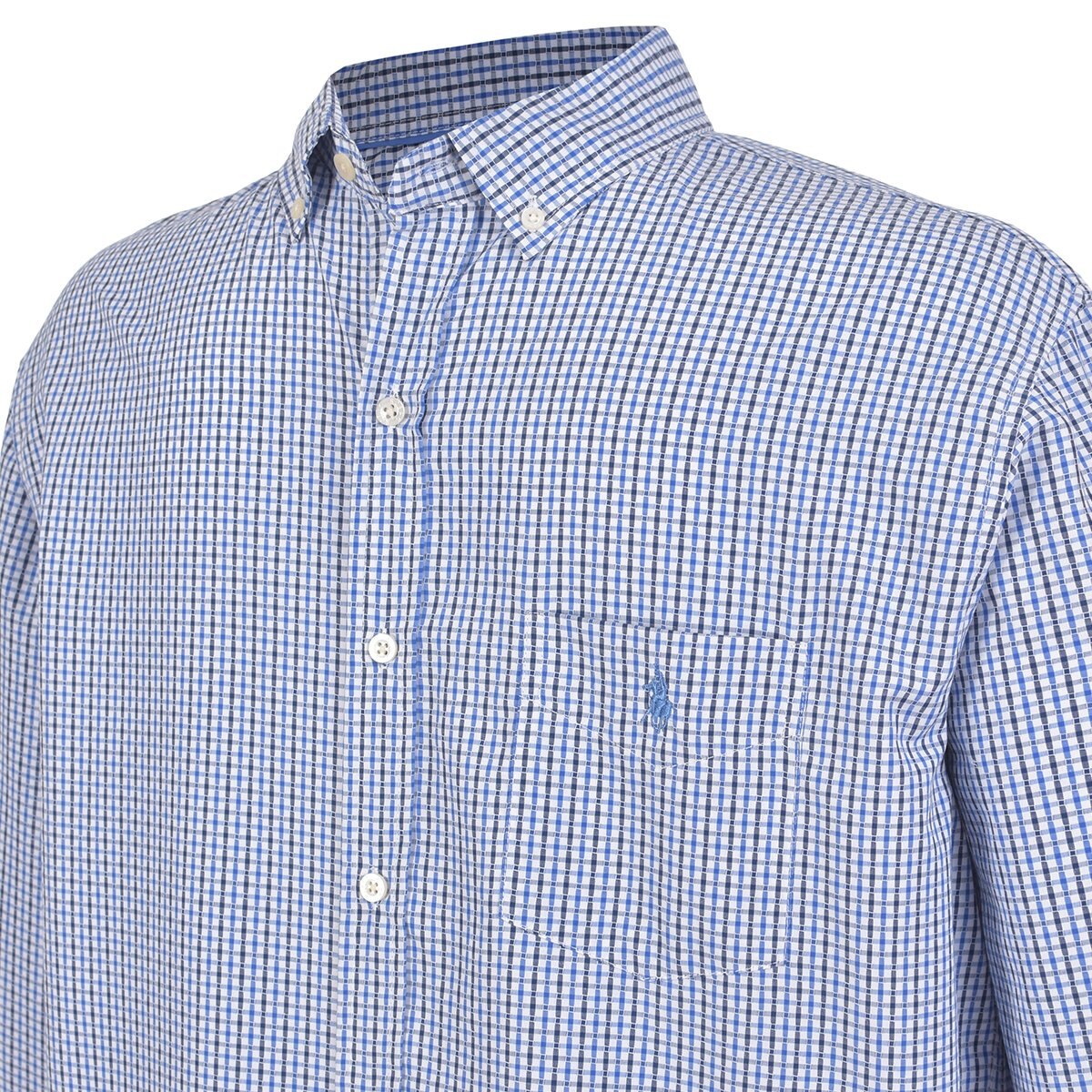 Camisa Manga Larga a Cuadros Color Azul Polo Club