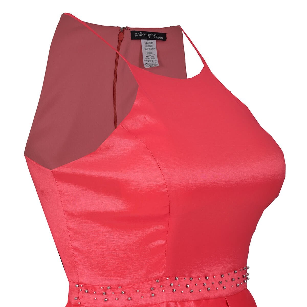 Vestido de Fiesta Hi Low Bordado en Fajilla de Tafeta Philosophy Jr Nights