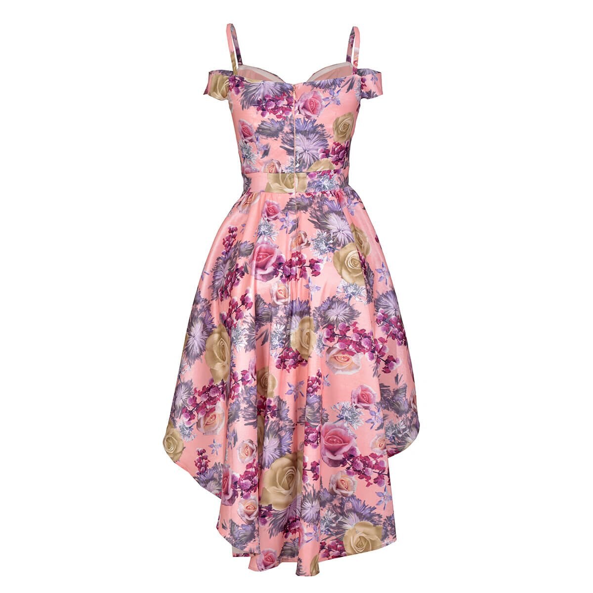 Vestido de Fiesta Hi Low Escote Corazon Estampado de Tafeta Philosophy Jr Nights
