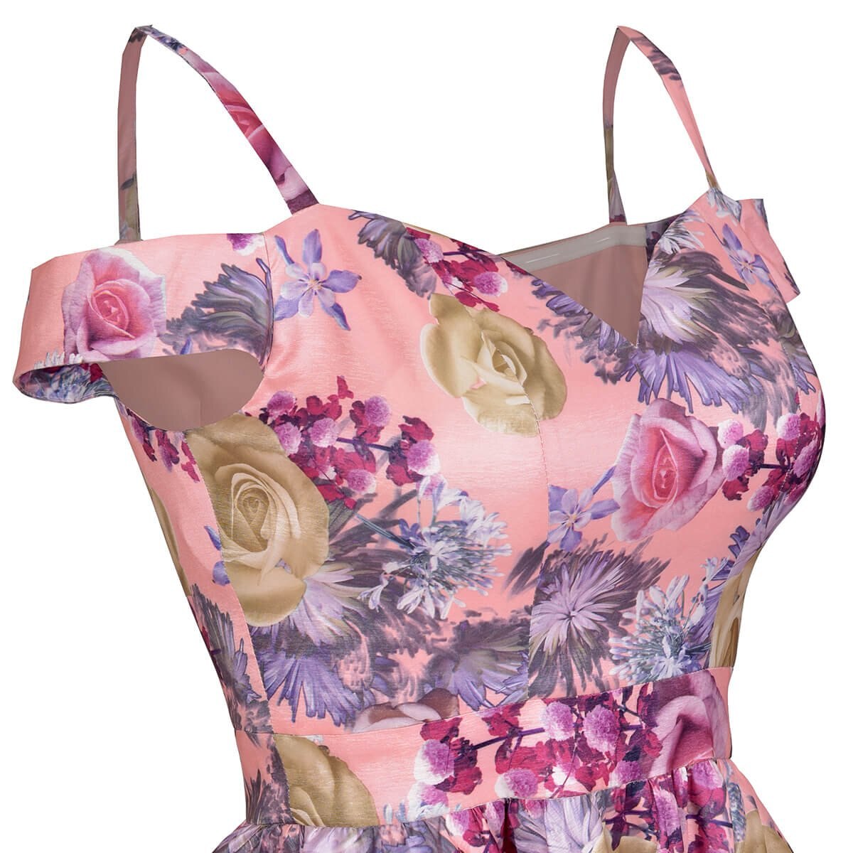 Vestido de Fiesta Hi Low Escote Corazon Estampado de Tafeta Philosophy Jr Nights