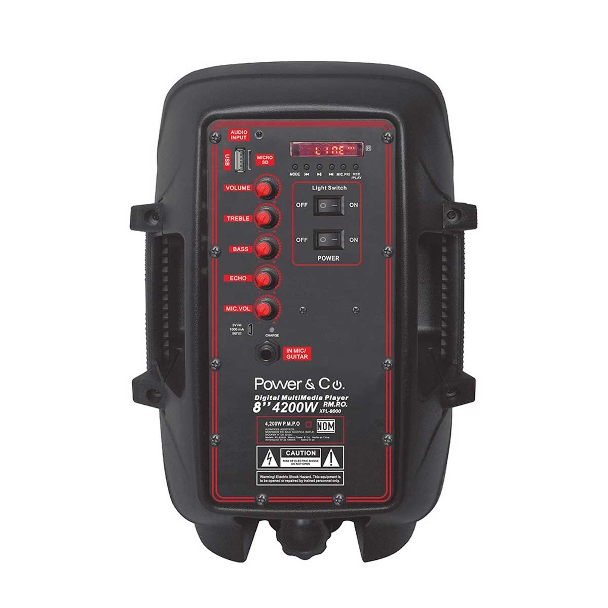 Bocina Amplificada 8" con Luces Power& Co