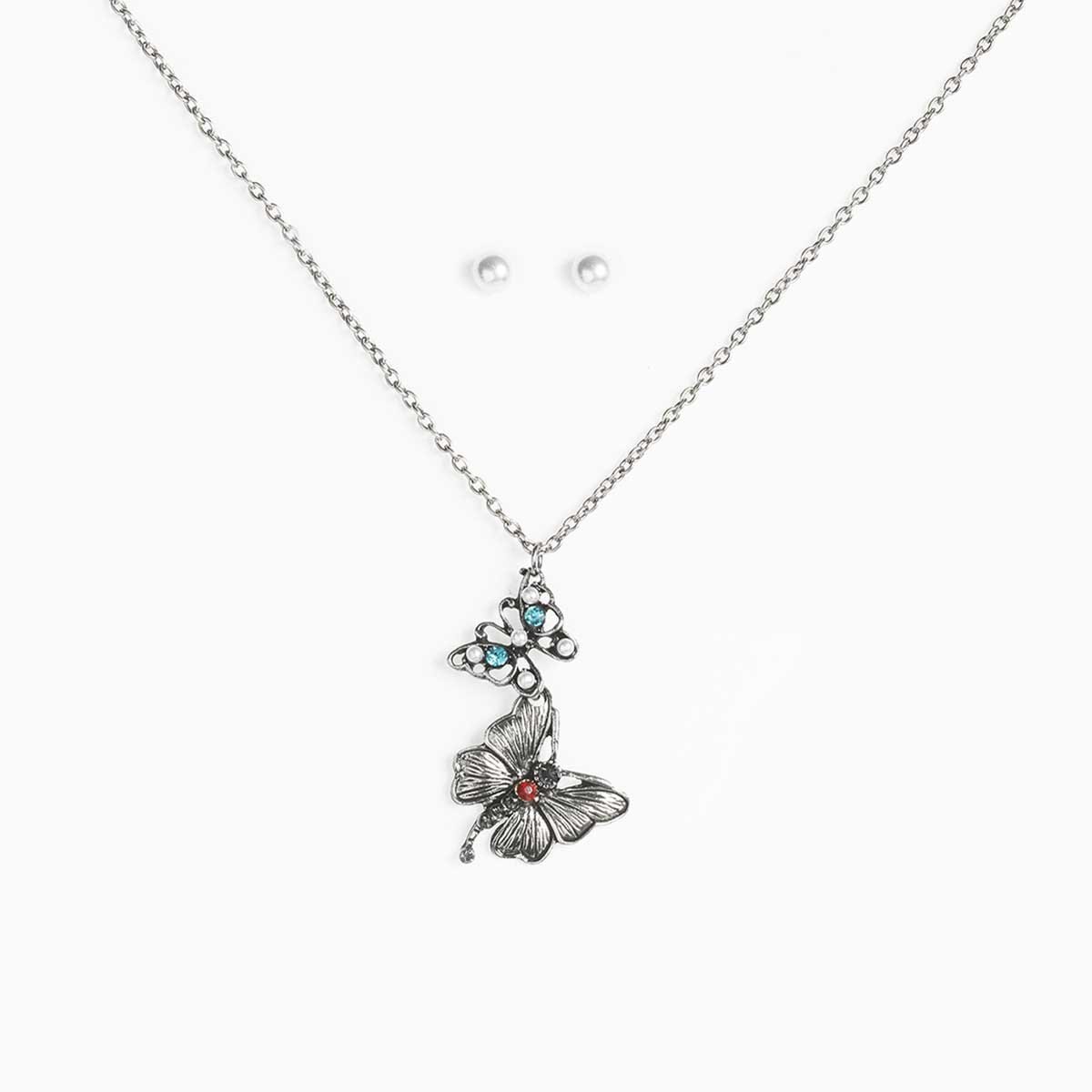 Collar Set Plata Mariposas Wonder Charms