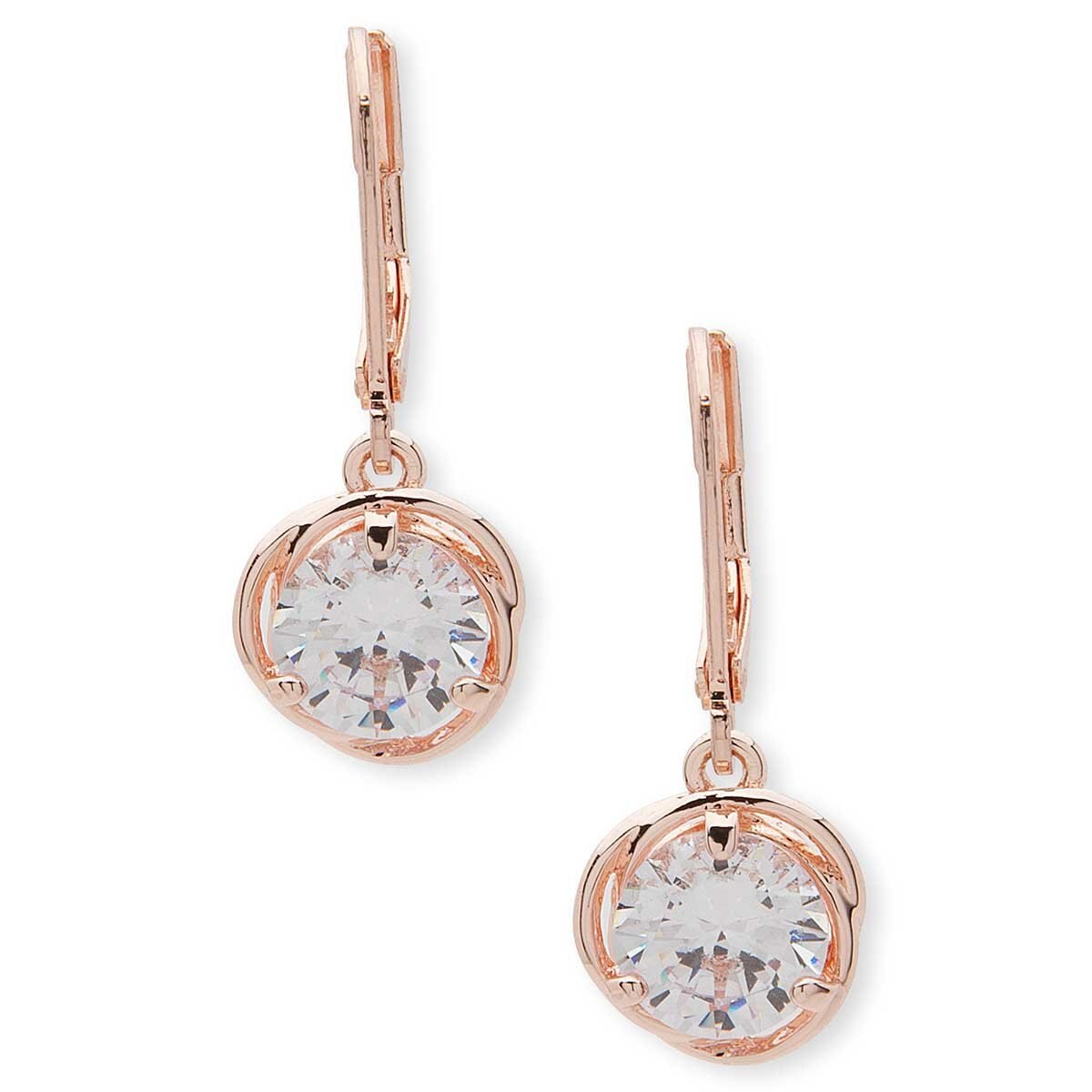 Aretes Color Oro Rosado en Acabado Pulido con Circonia Napier