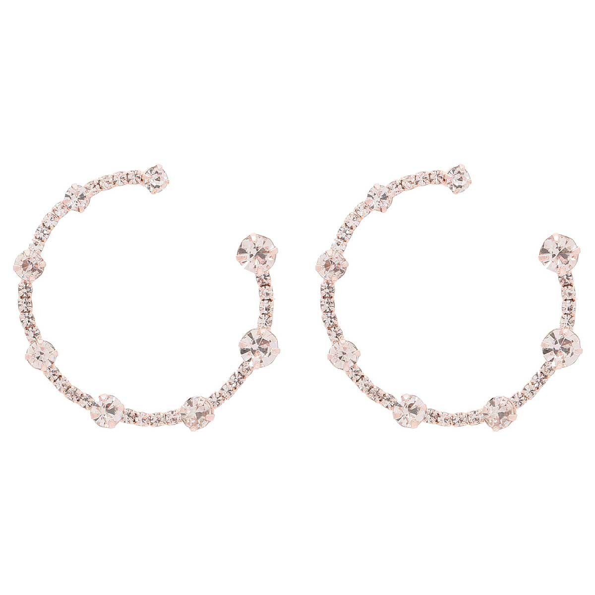 Aretes Color Oro Rosado en Acabado Pulido con Cristal Napier