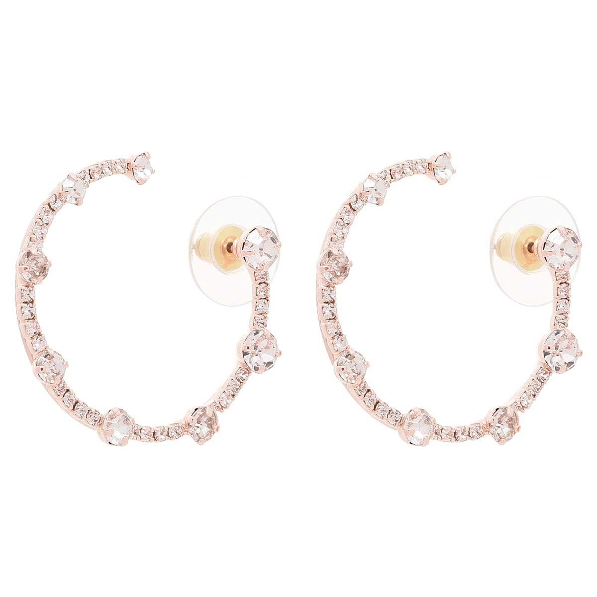 Aretes Color Oro Rosado en Acabado Pulido con Cristal Napier