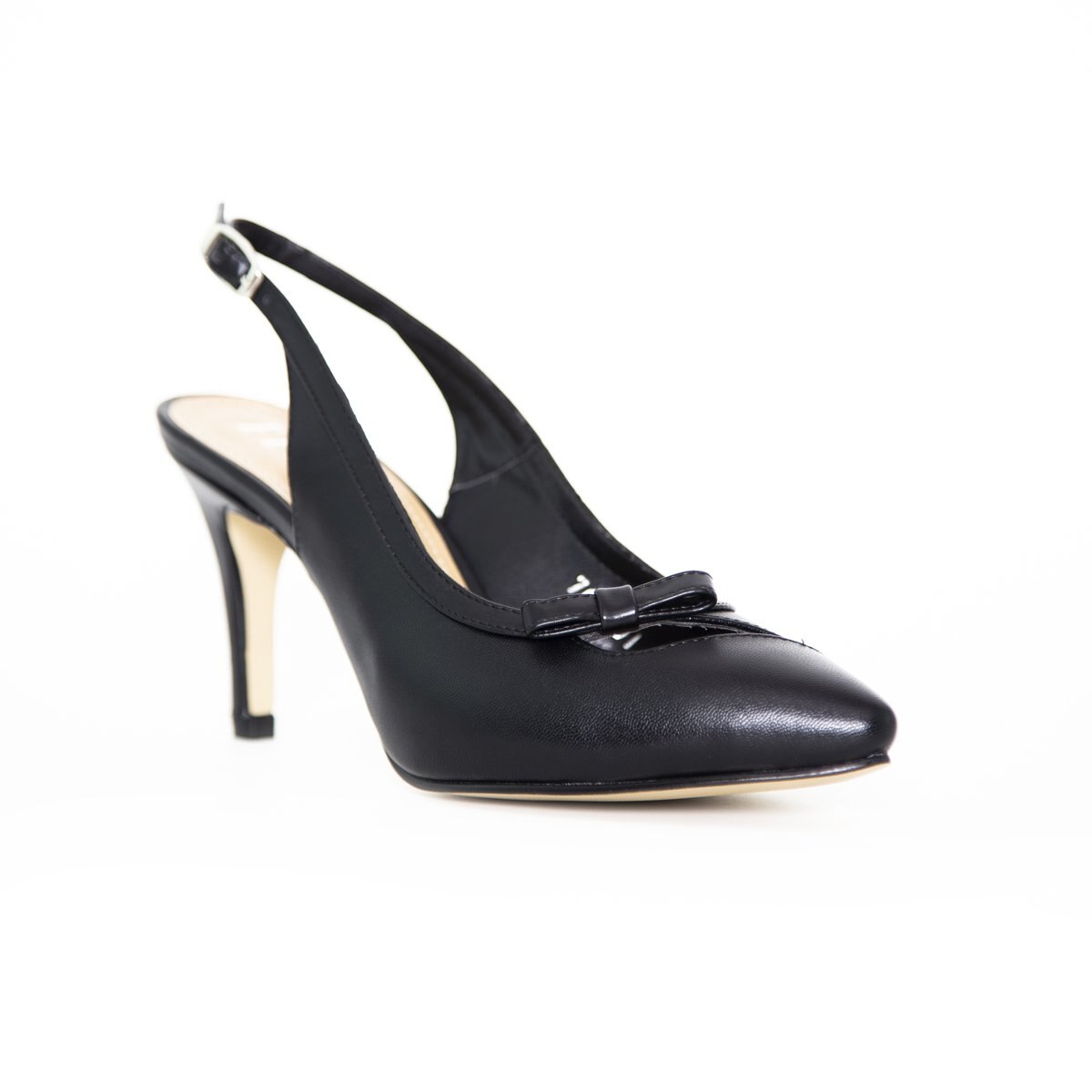 Zapatilla Negra Destalonada con Moño Elle