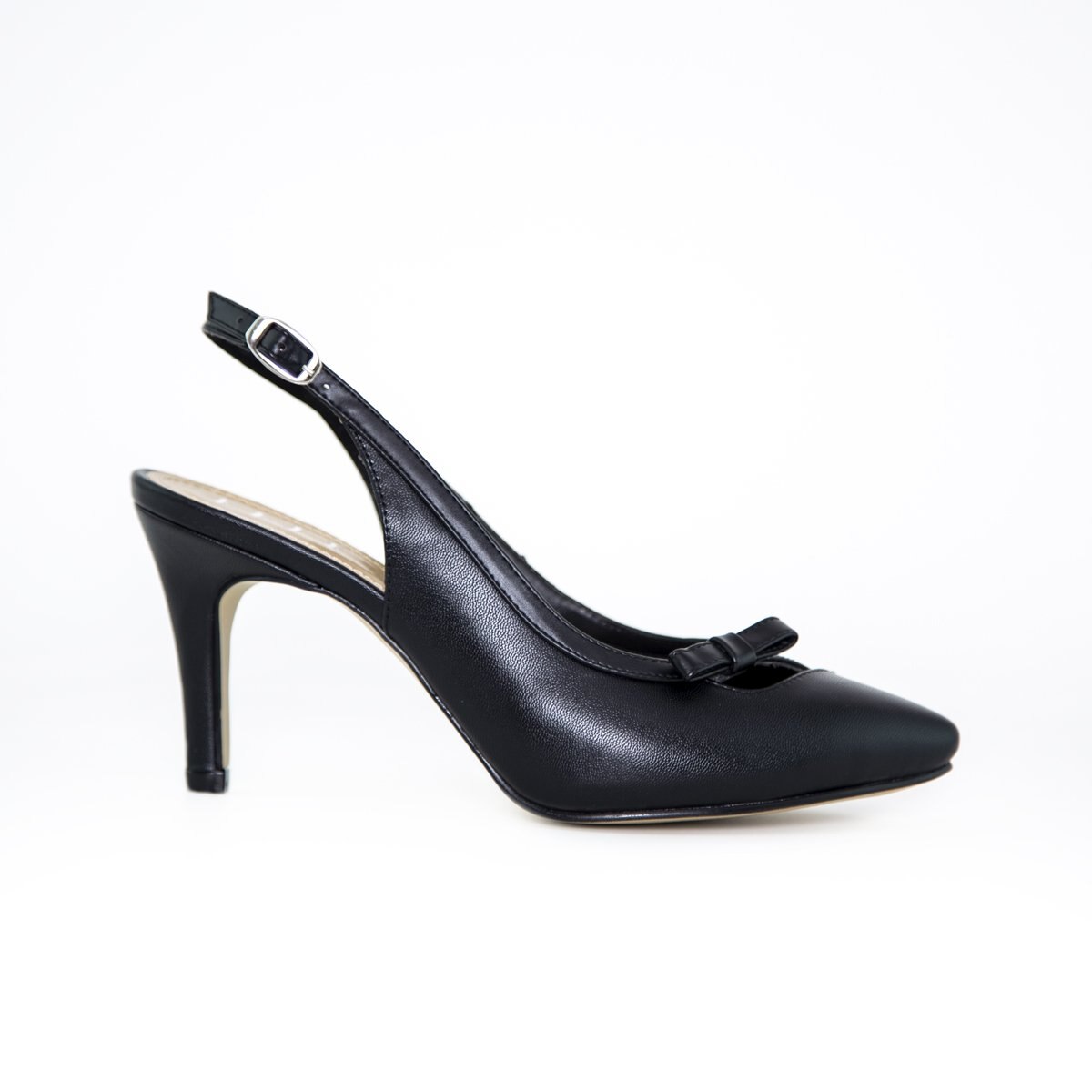 Zapatilla Negra Destalonada con Moño Elle