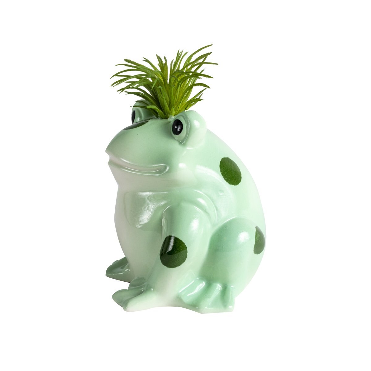 Planta Decorativa con Rana de Cerámica Color Verde Home Nature