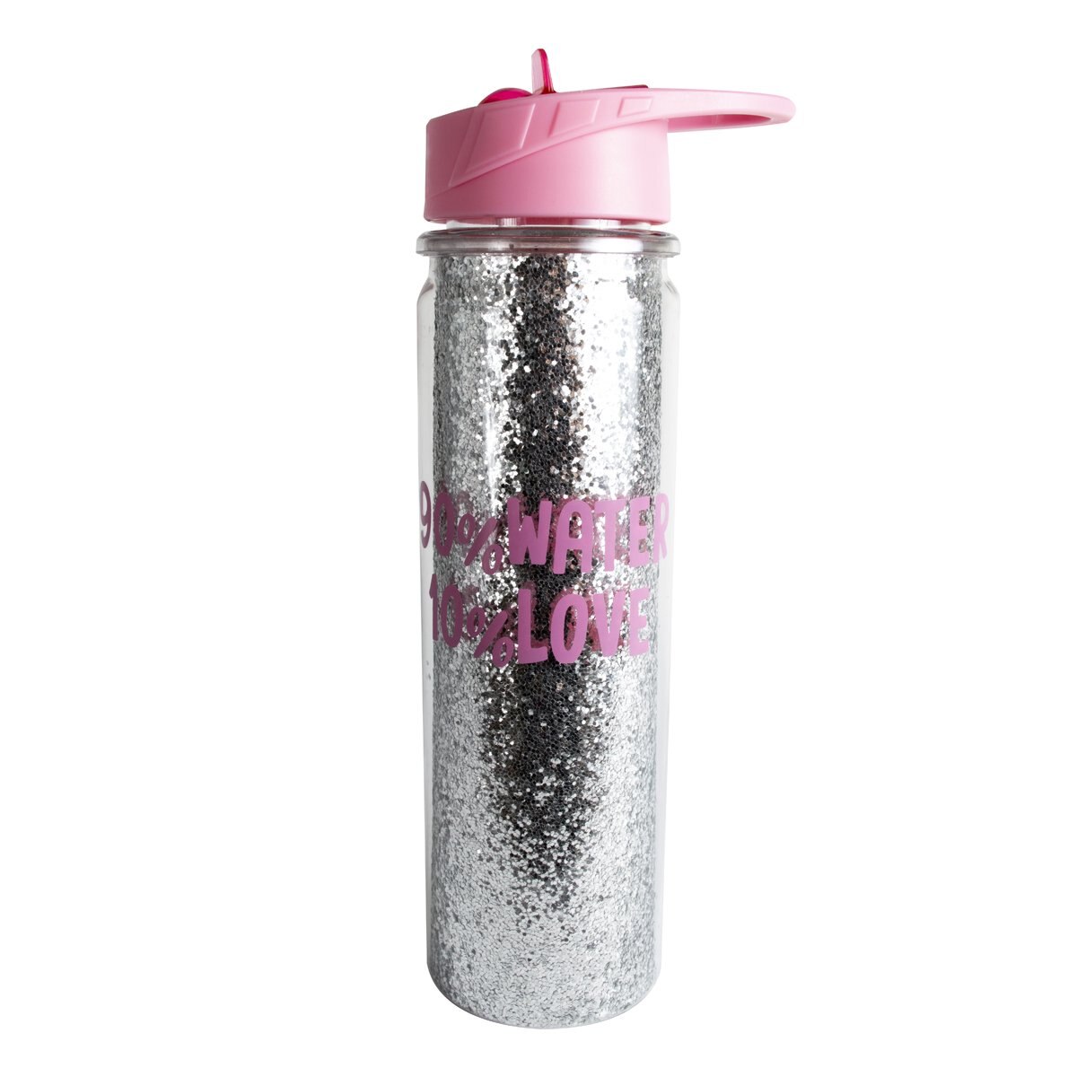Home Nature Botella de Agua Acrílica Color Rosa con Brillos