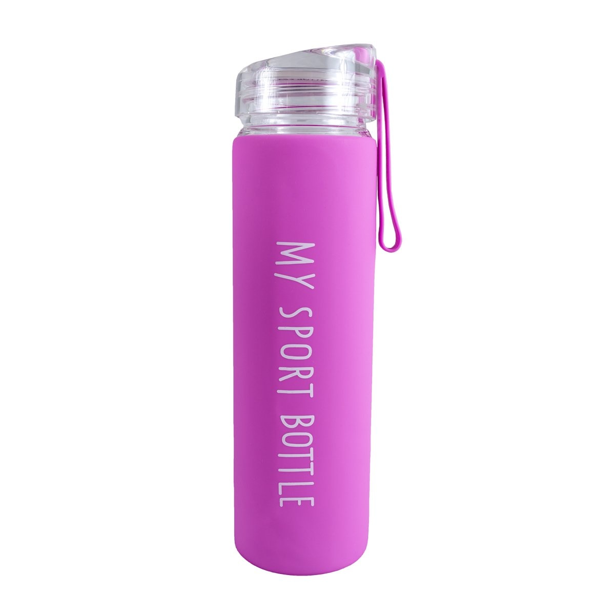 Home Nature Botella de Vidrio para Agua Forrada con Silicón Color Rosa