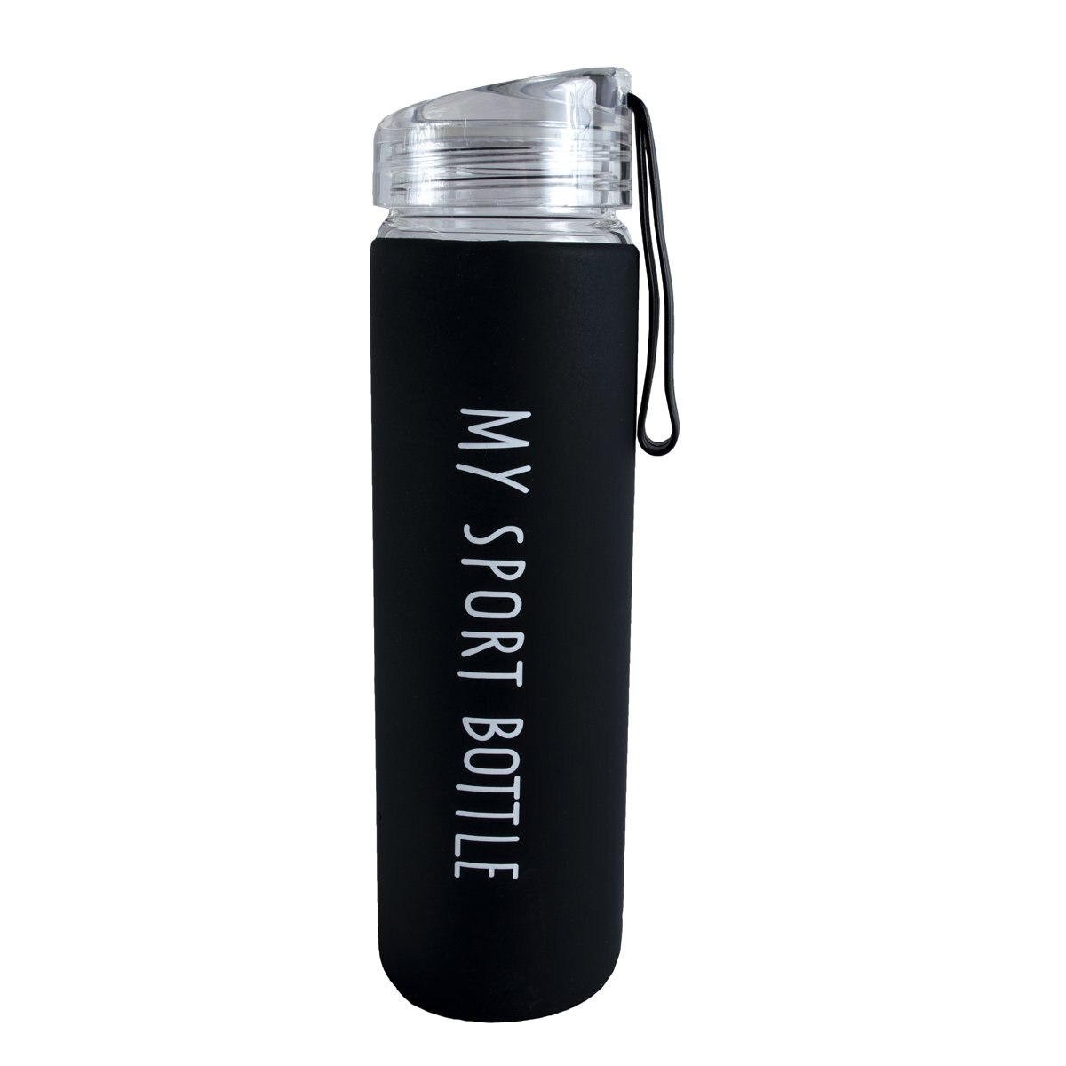 Home Nature Botella de Vidrio para Agua Forrada con Silicón Color Negro