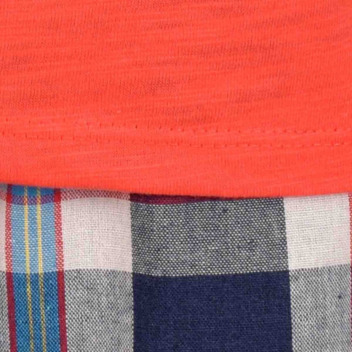 Conjunto de Polo con Short a Cuadros Color Naranja Jeanious