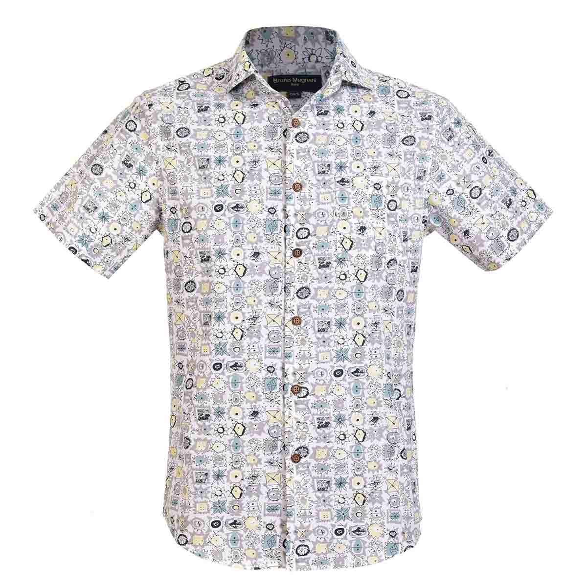 Camisa Manga Corta Color Gris Bruno Magnani para Caballero