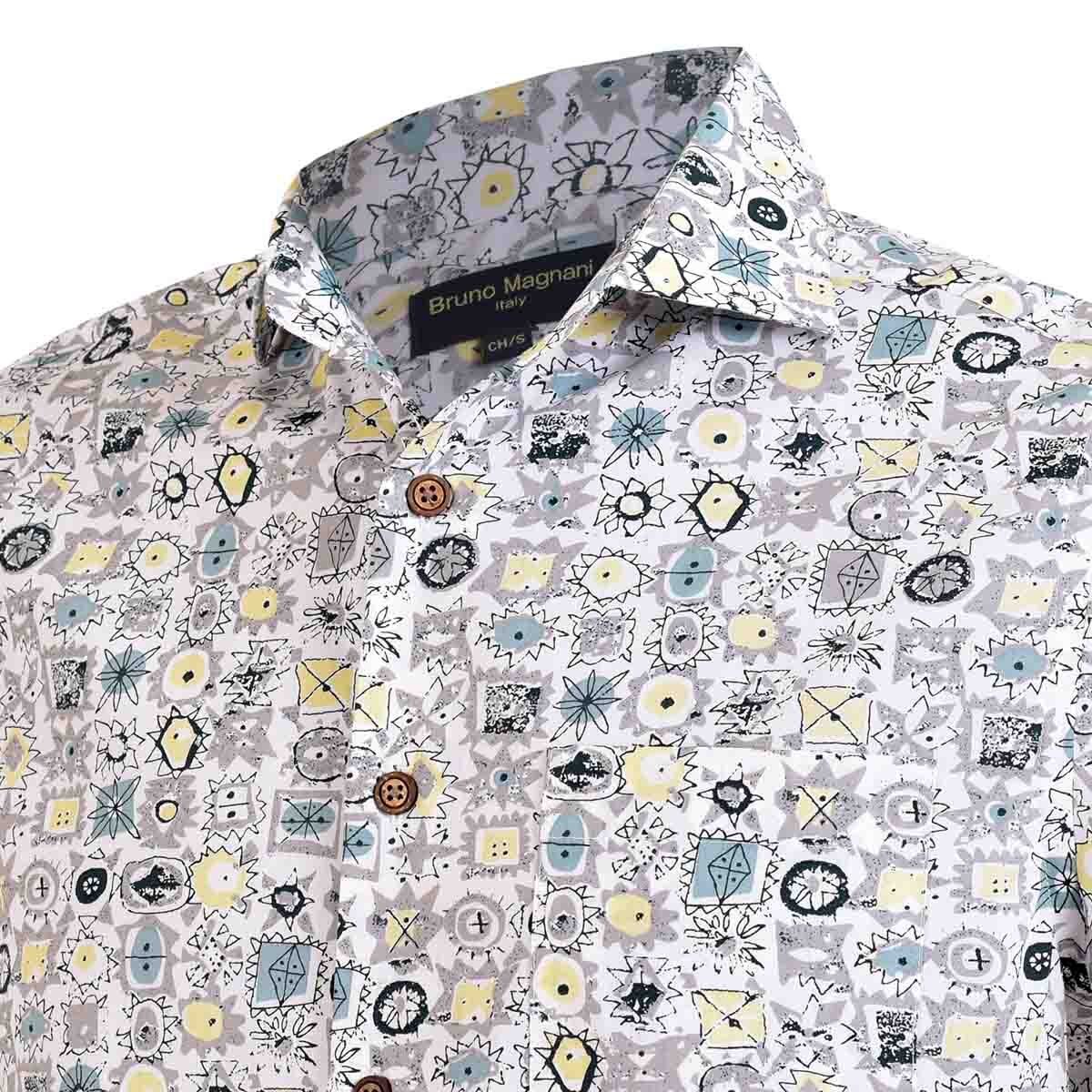 Camisa Manga Corta Color Gris Bruno Magnani para Caballero