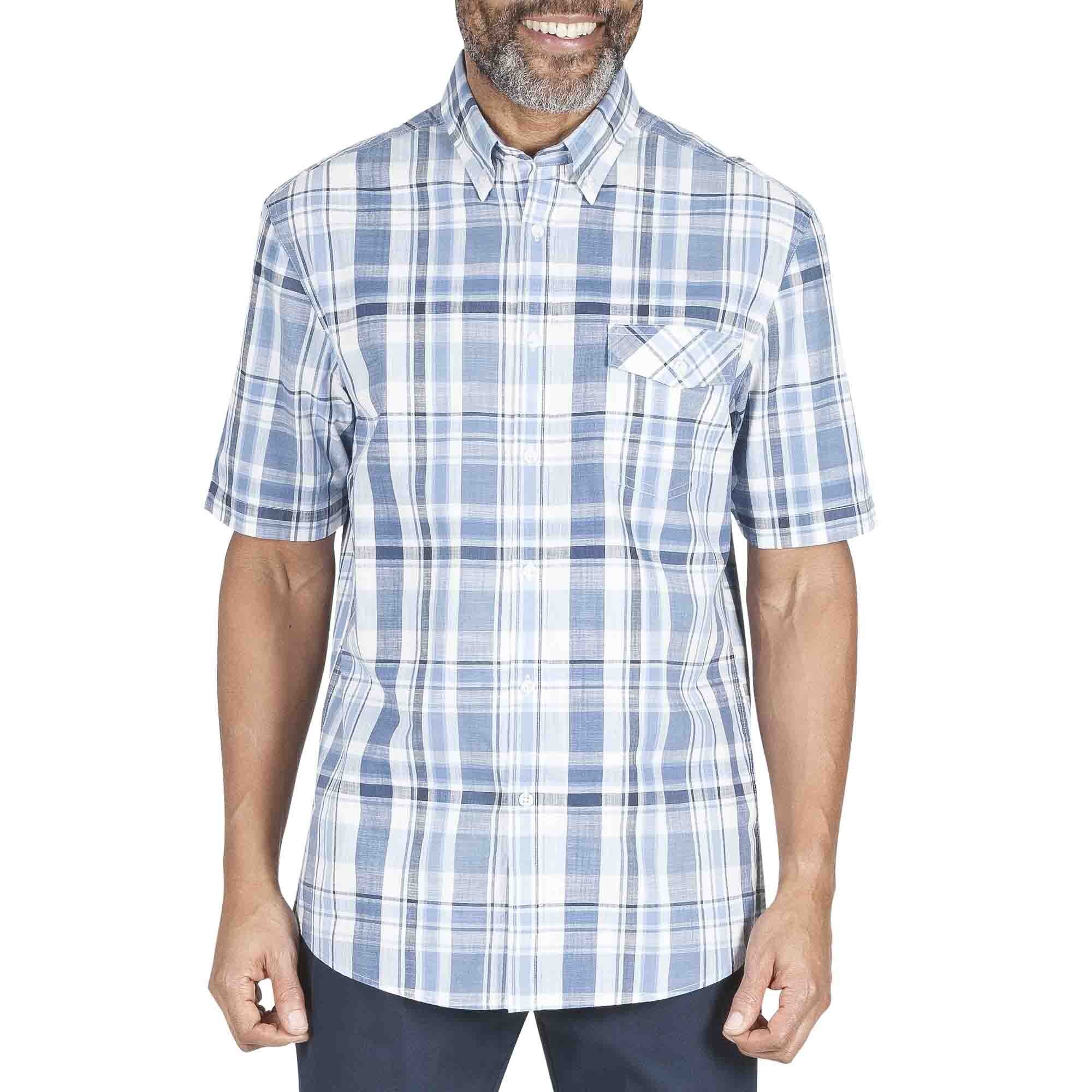 Camisa Manga Corta a Cuadros Color Azul Haggar