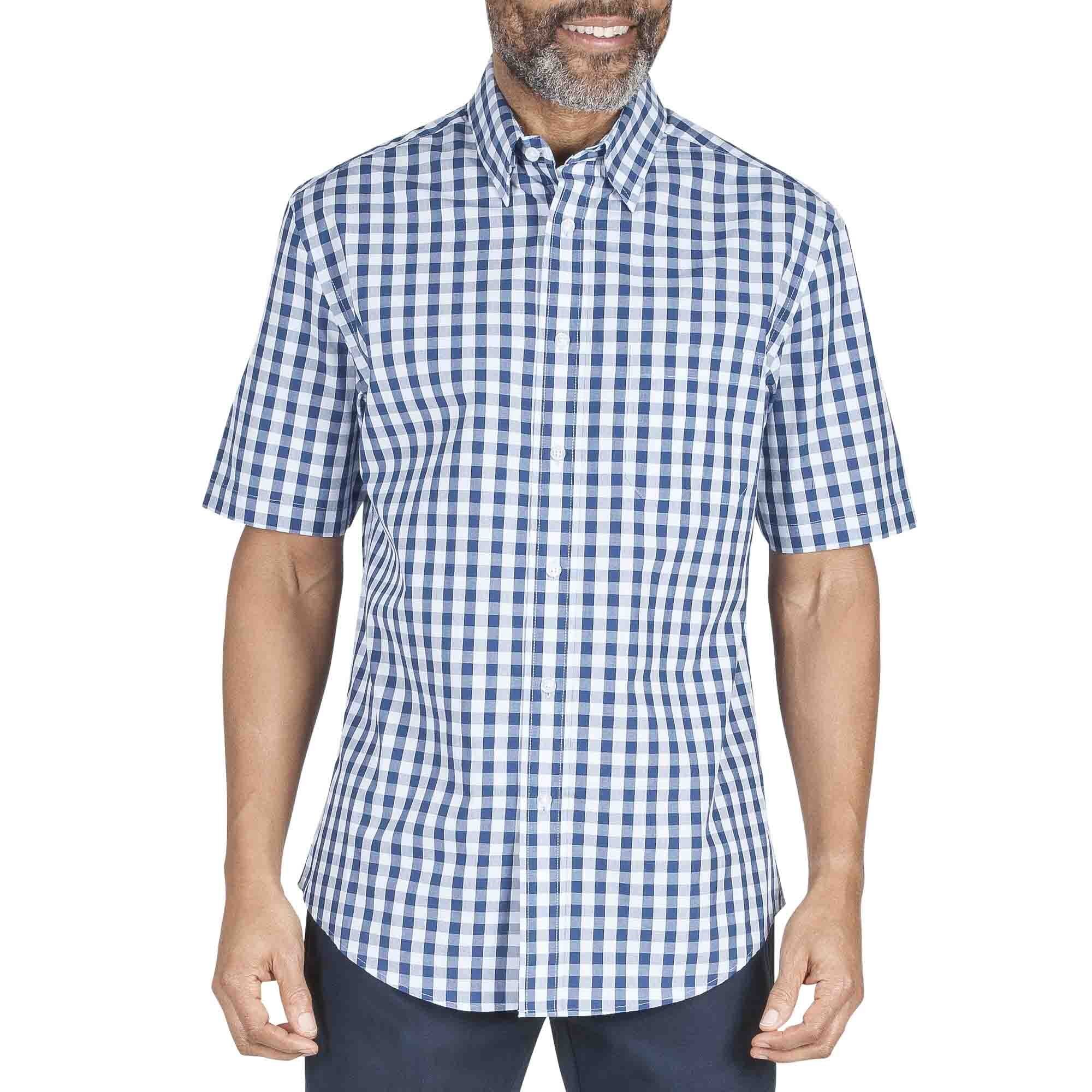 Camisa Manga Corta a Cuadros Color Azul Haggar para Caballero