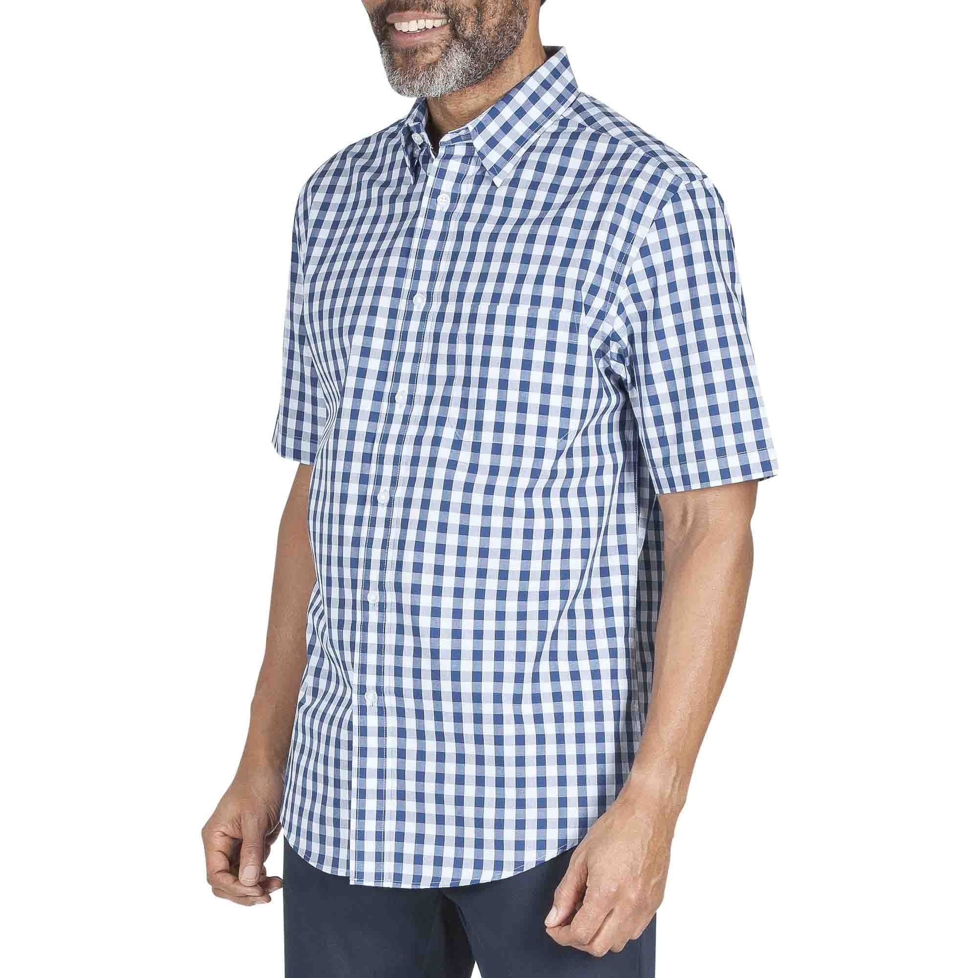 Camisa Manga Corta a Cuadros Color Azul Haggar para Caballero