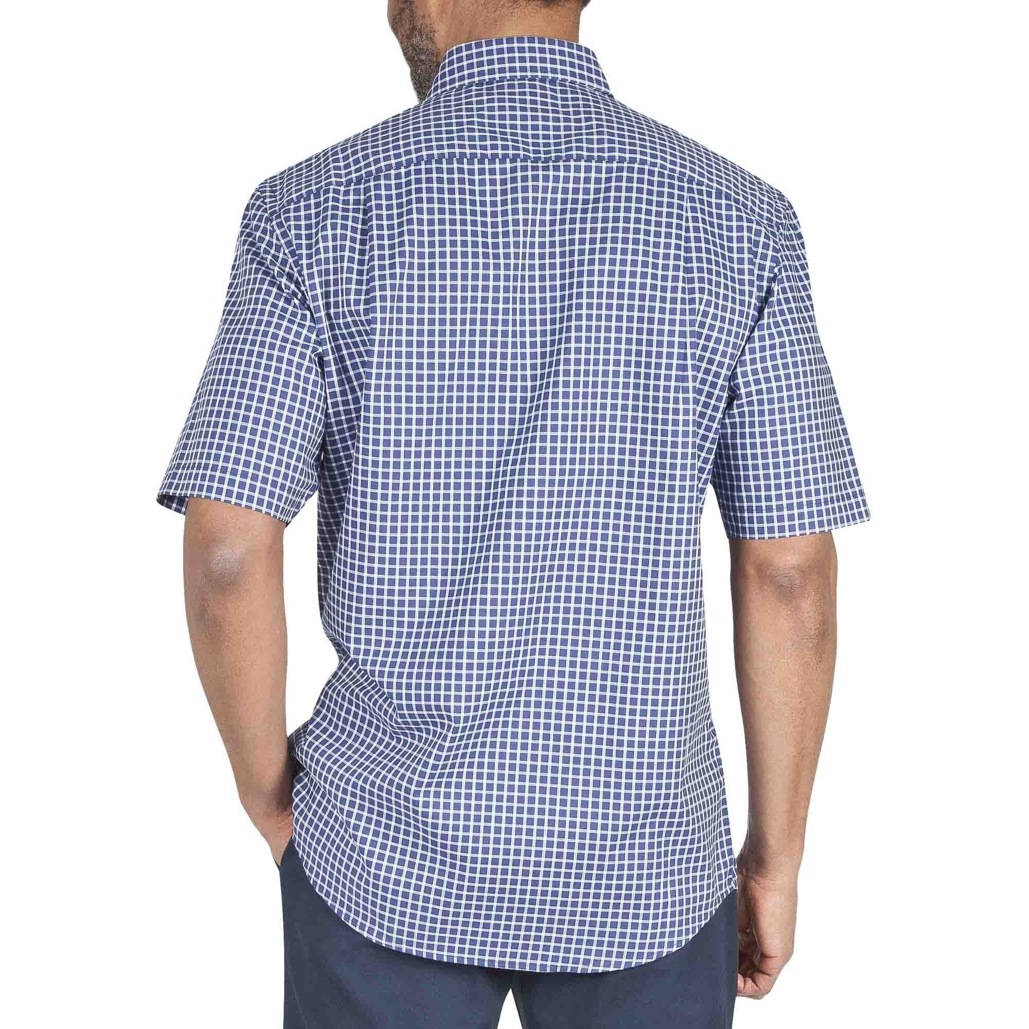 Camisa Manga Corta a Cuadros Color Azul Obscuro Haggar para Caballero