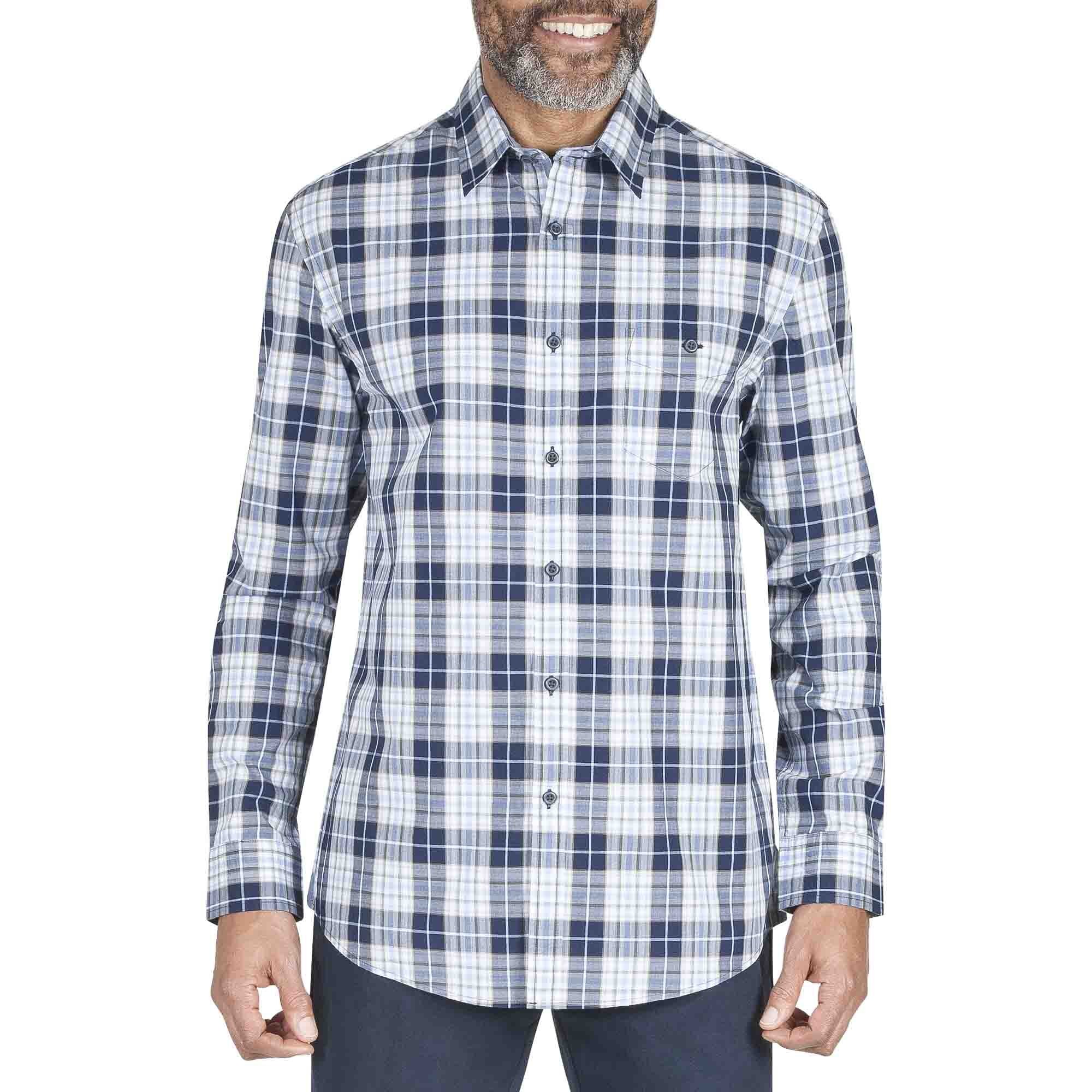 Camisa Manga Larga a Cuadros Color Azul Haggar para Caballero