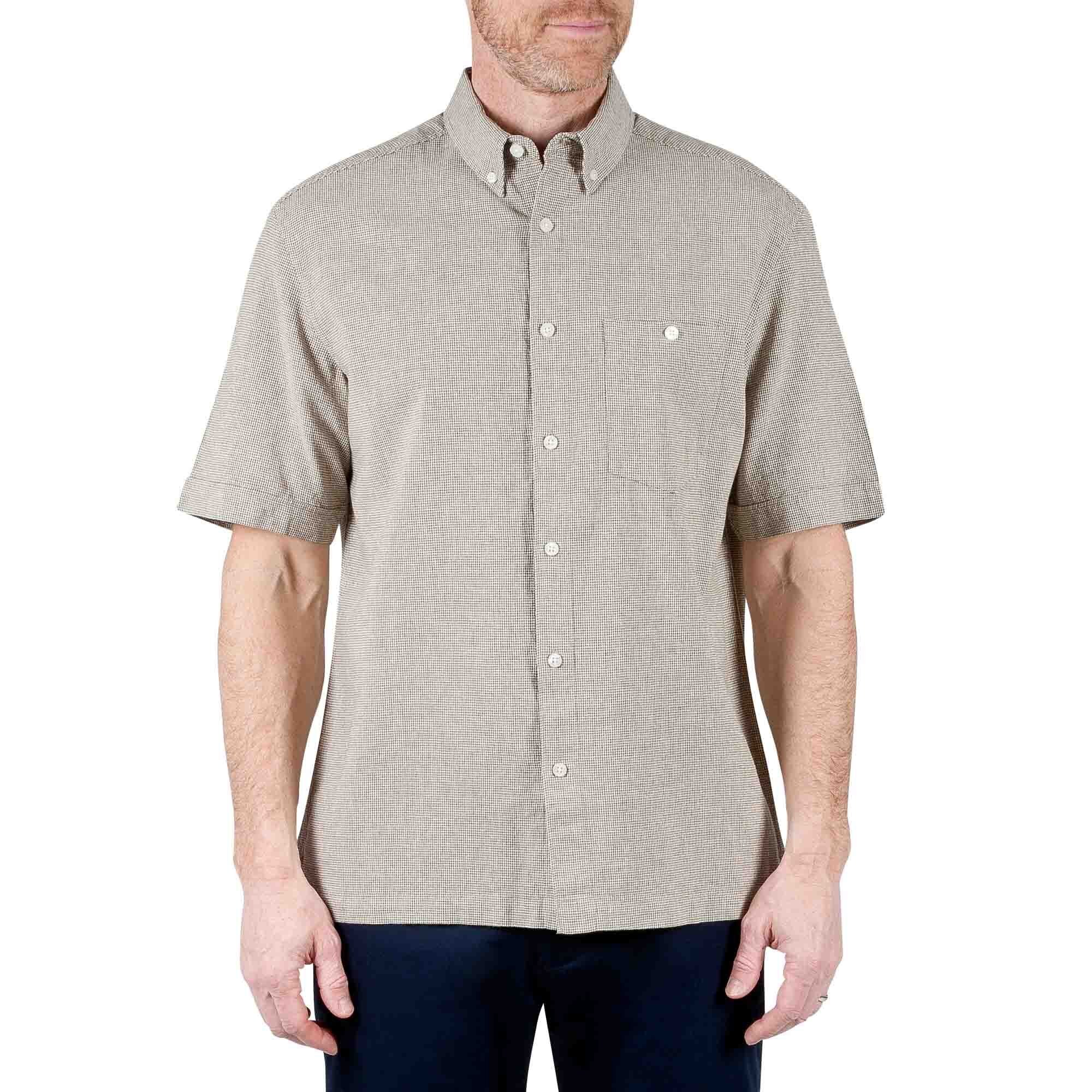 Camisa Manga Corta a Cuadros Mini Color Café Haggar para Caballero