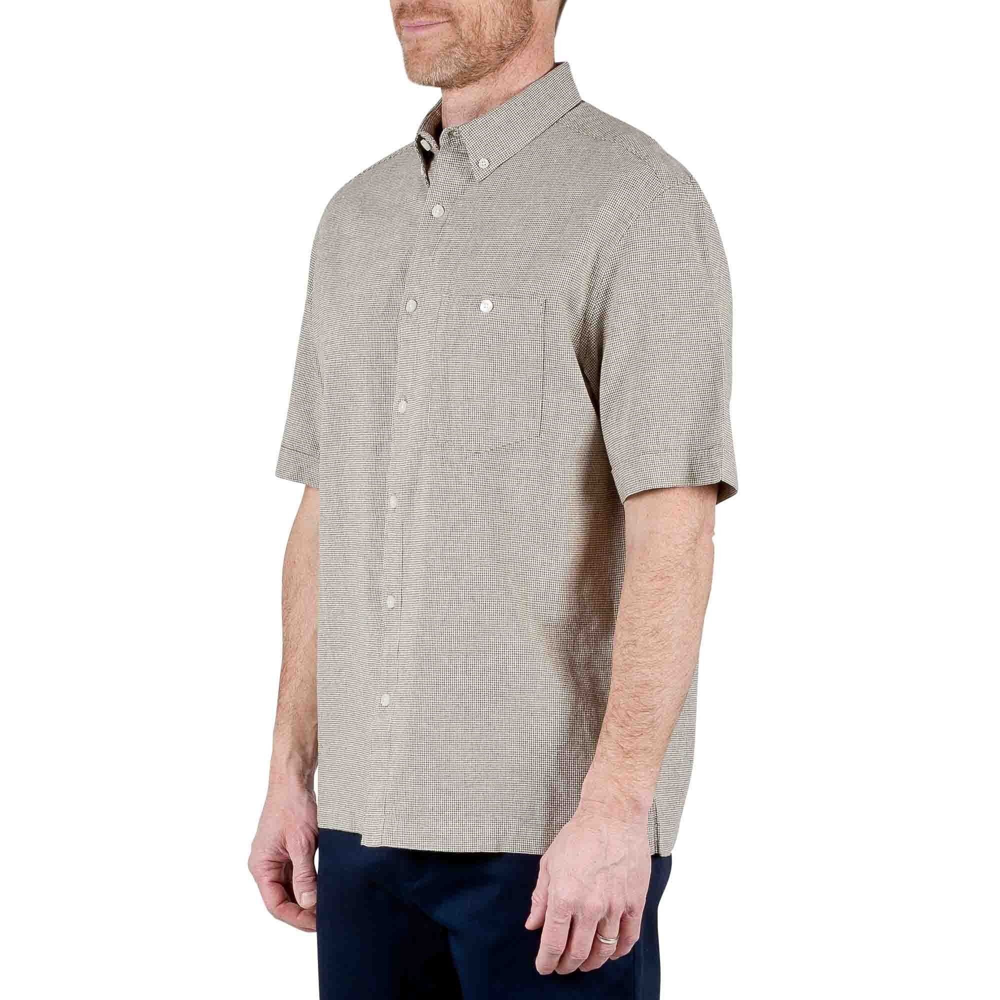 Camisa Manga Corta a Cuadros Mini Color Café Haggar para Caballero