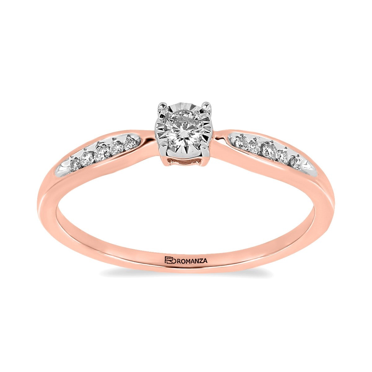 Anillo 14K Y Diamante Romanza