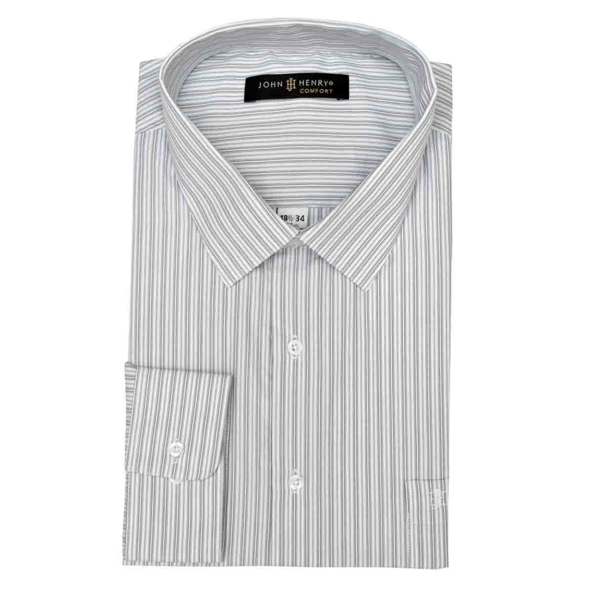 Camisa Manga Larga Rayas Gris John Henry
