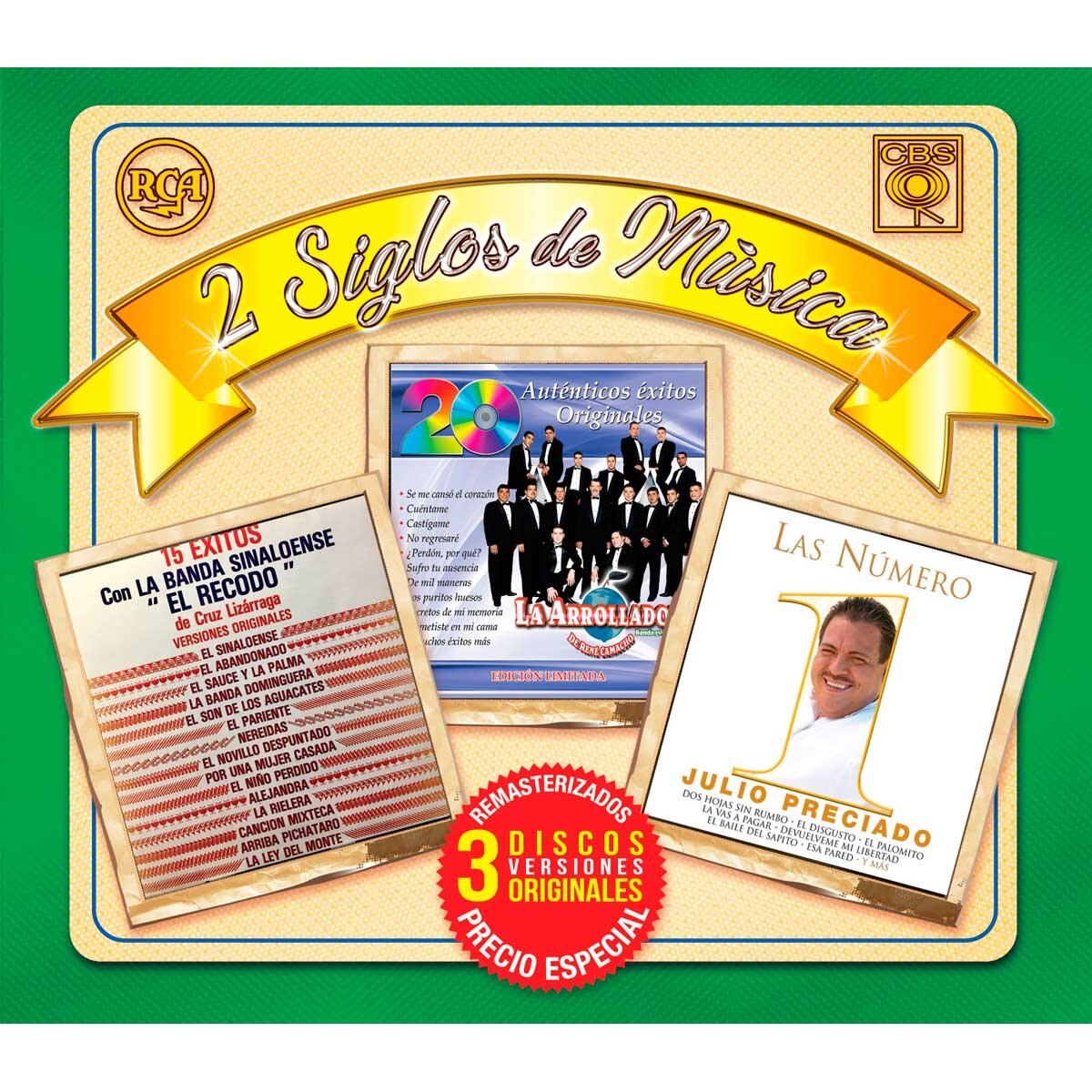 3 Cds la Arrolladora y Banda el Recodo Julio Presiado