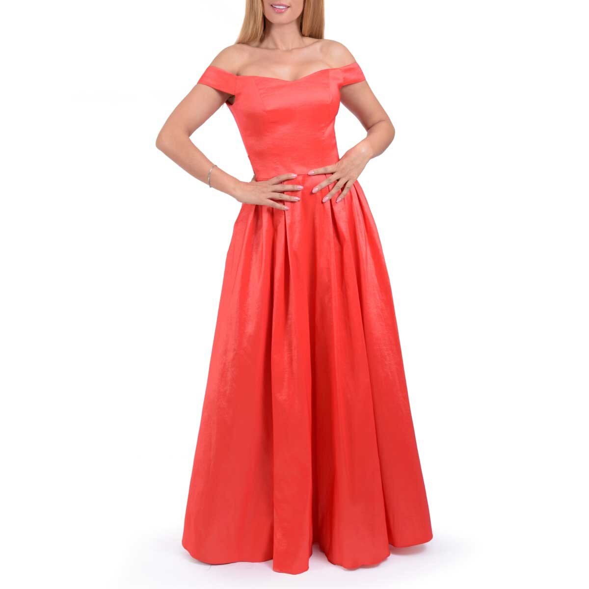 Vestido de Fiesta Largo de Tafeta off Shoulder Nikki Italy