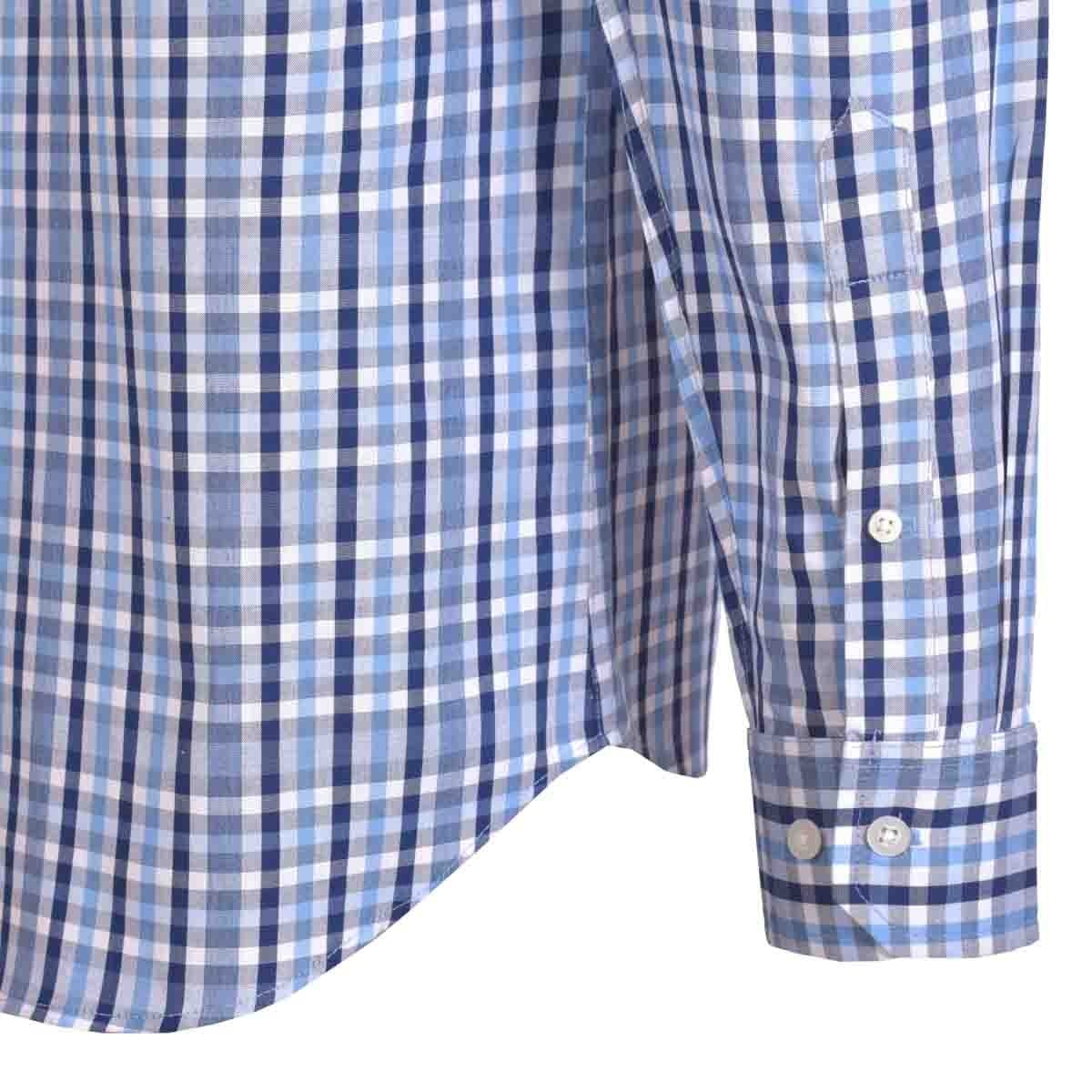 Camisa Manga Larga Casual a Cuadros Azul Carlo Corinto