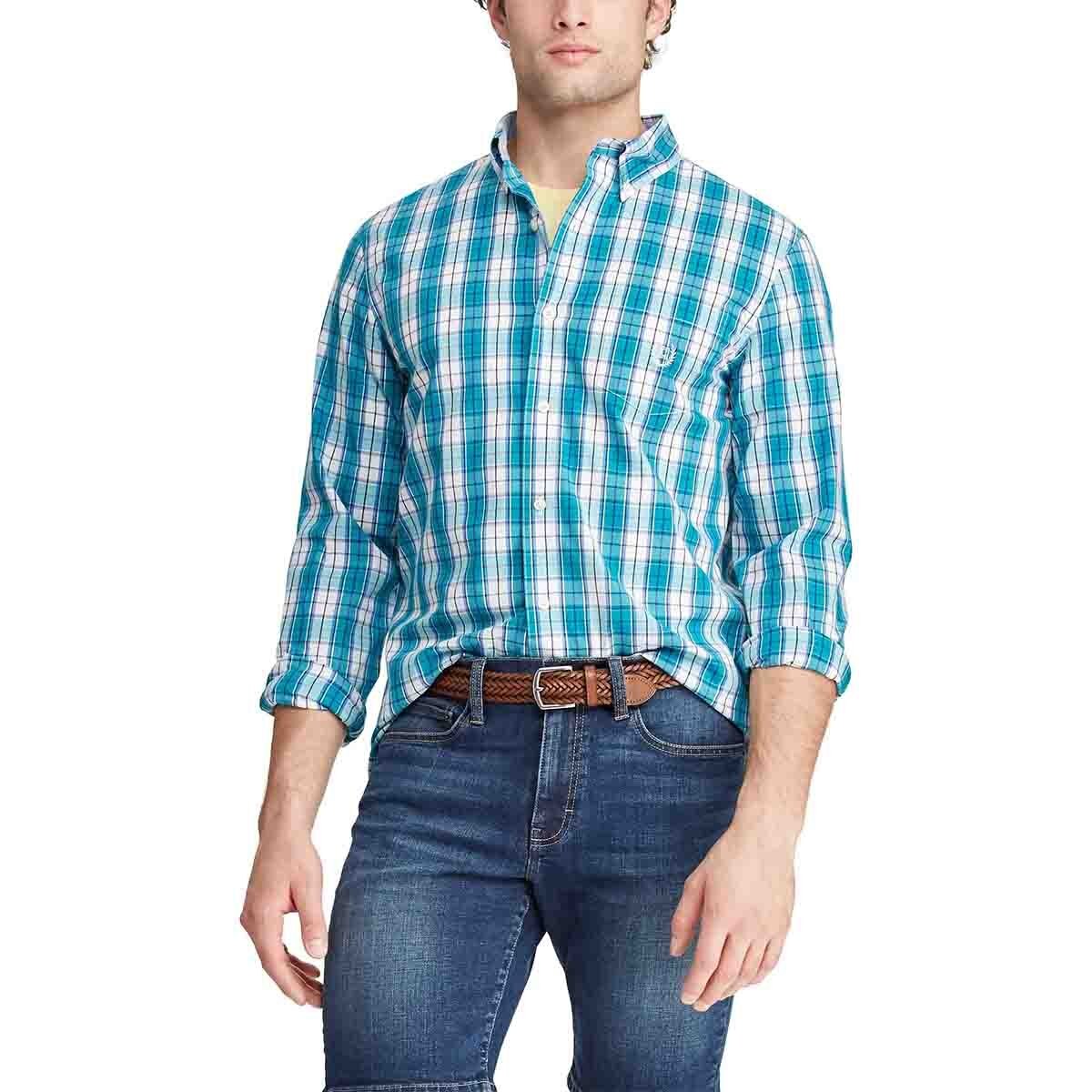 Camisa Slim Manga Larga Color Verde Chaps para Caballero