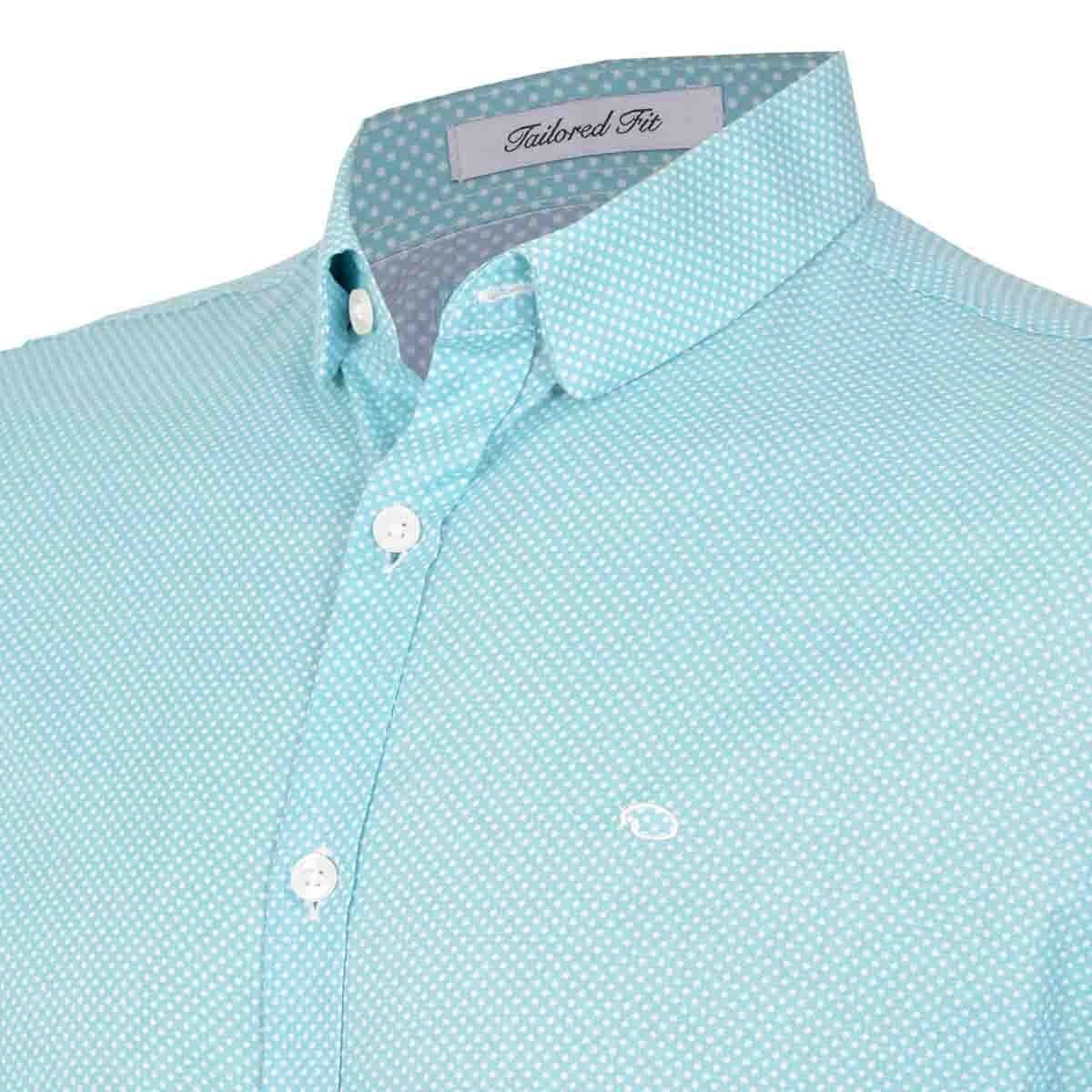 Camisa Manga Corta Color Azul Oscar de la Renta
