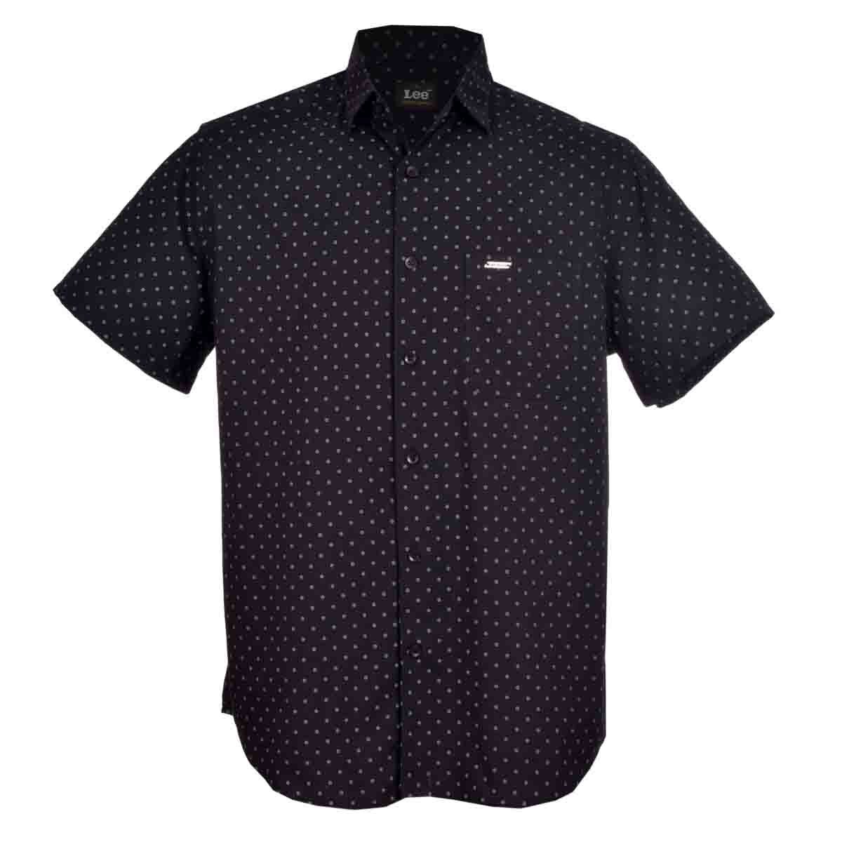 Camisa Fitted Manga Corta Color Negro Lee