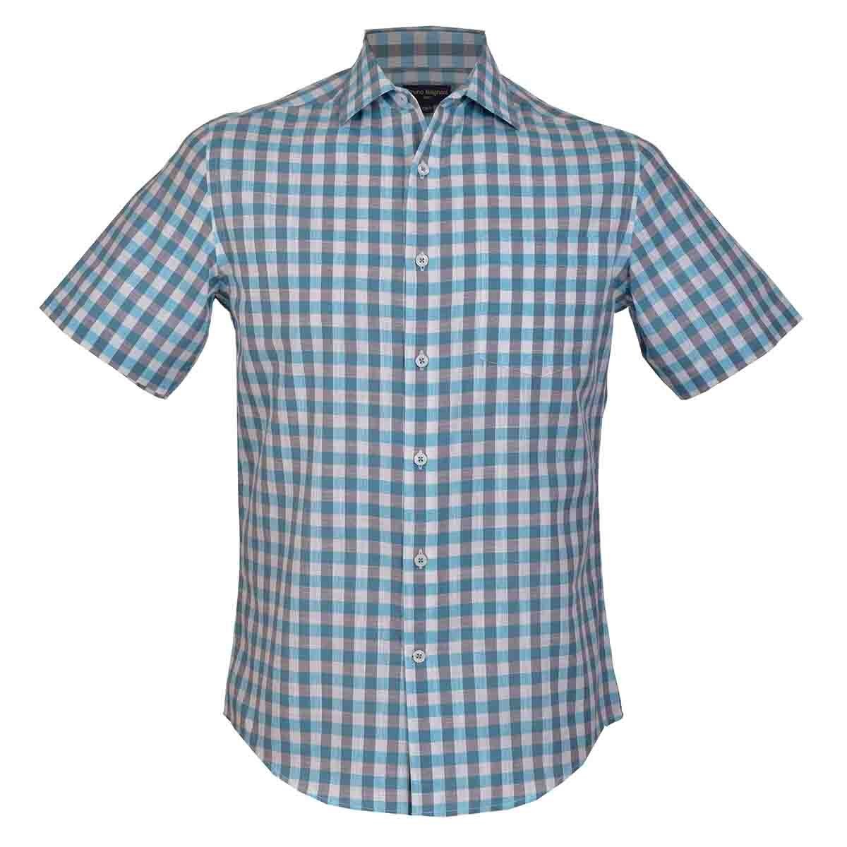 Camisa Manga Corta Color Azul Bruno Magnani para Caballero