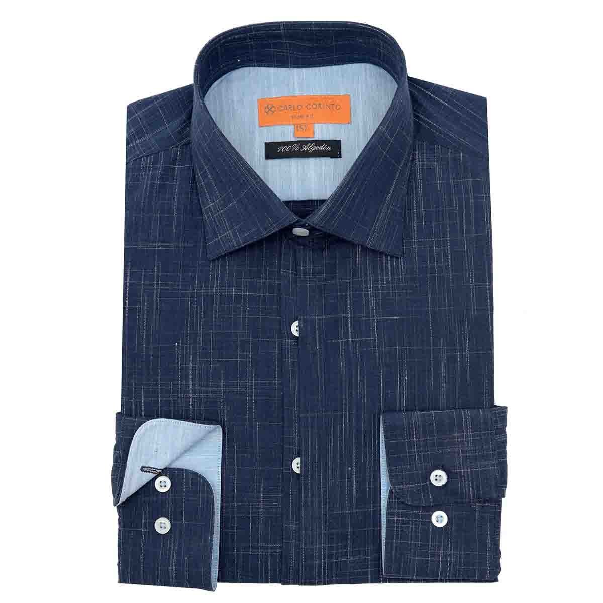 Camisa de Vestir Raven Color Azul Carlo Corinto Slim Fit