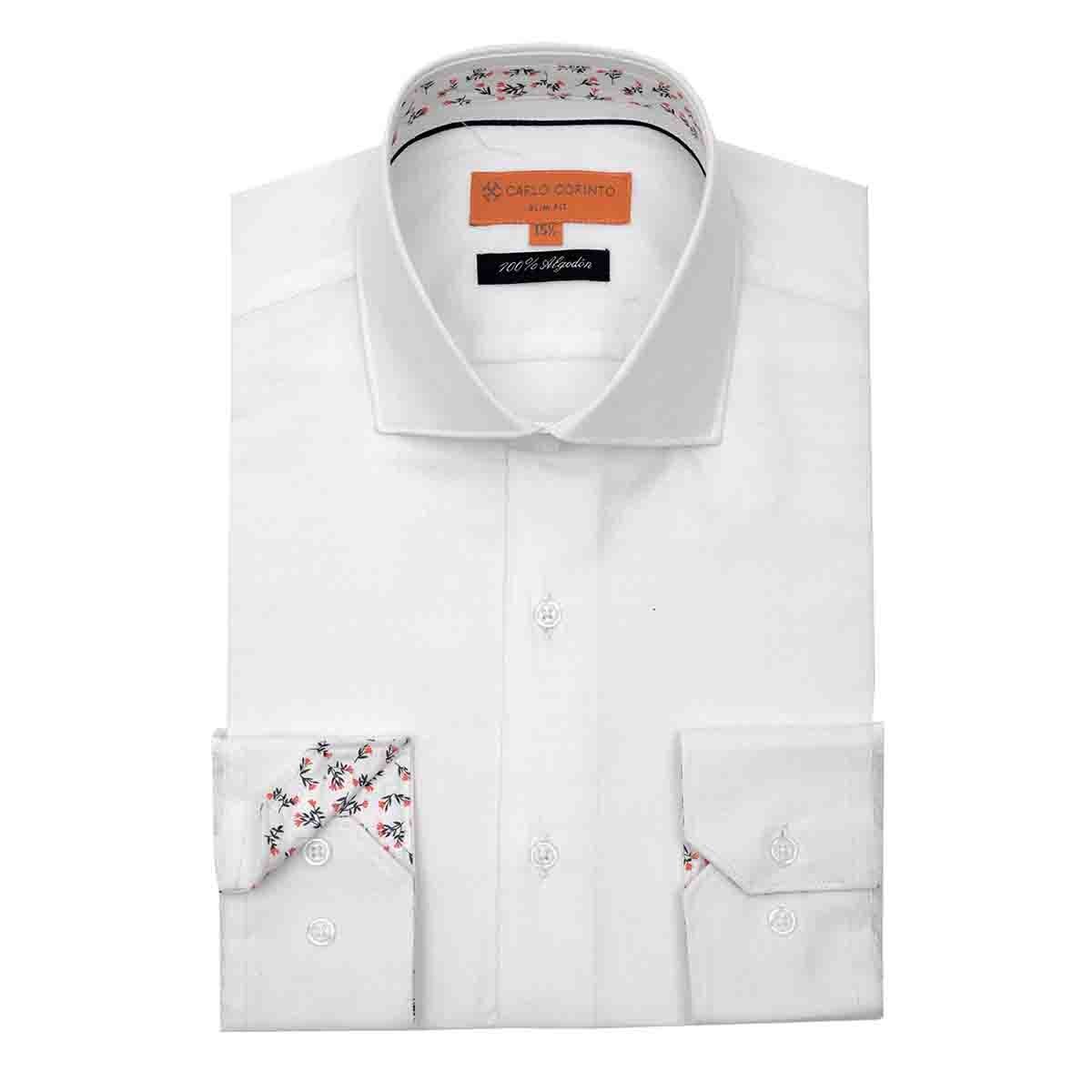 Camisa de Vestir Albus Color Blanco Carlo Corinto Slim Fit