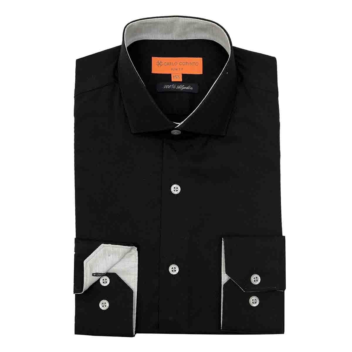 Camisa de Vestir Griffin Color Negro Carlo Corinto Slim Fit