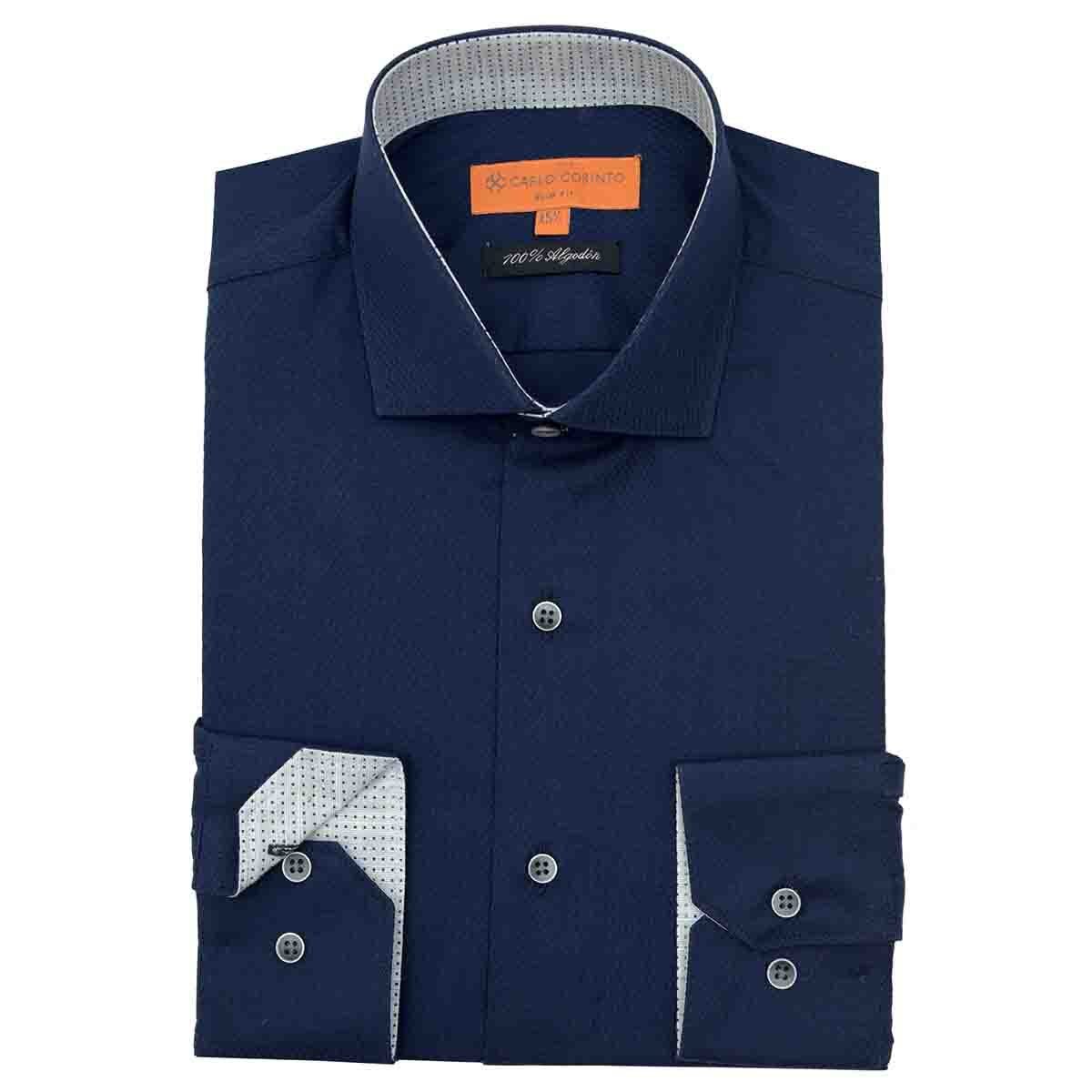 Camisa de Vestir Therin Color Azul Carlo Corinto Slim Fit