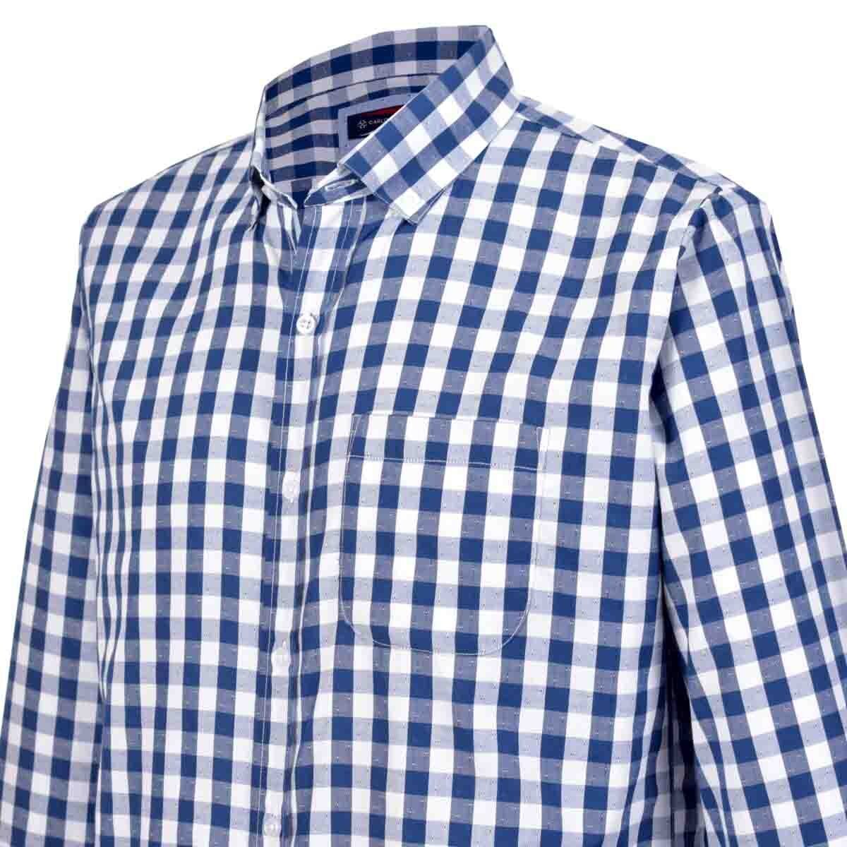 Camisa Casual Atlanta Manga Larga Color Azul Carlo Corinto