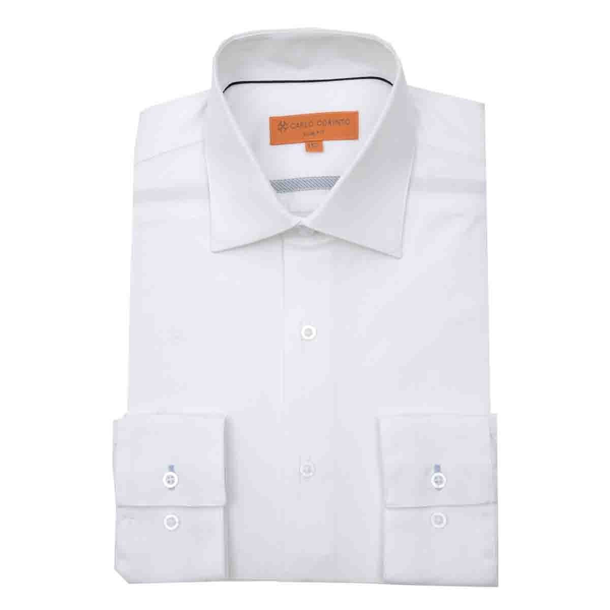 Camisa de Vestir Slim Fit Color Blanco Carlo Corinto