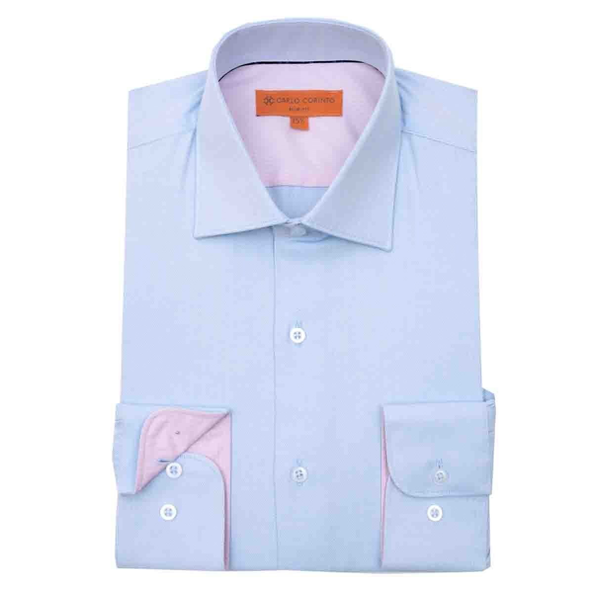Camisa de Vestir Slim Fit Color Azul Claro Carlo Corinto