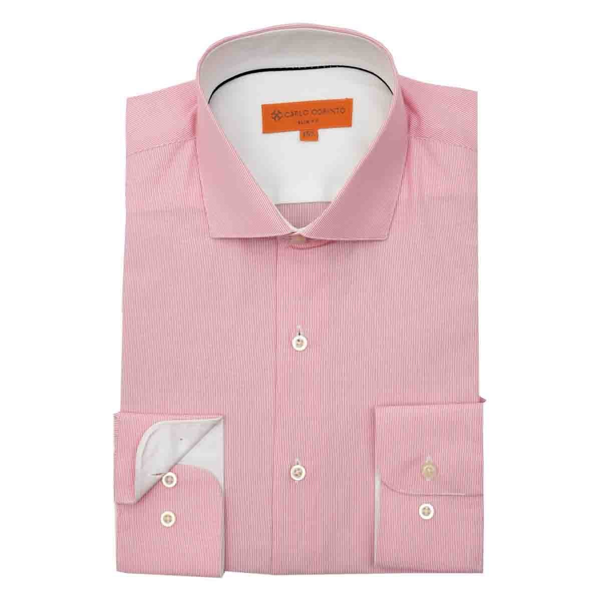 Camisa de Vestir Slim Fit Color Rojo Combinado Carlo Corinto