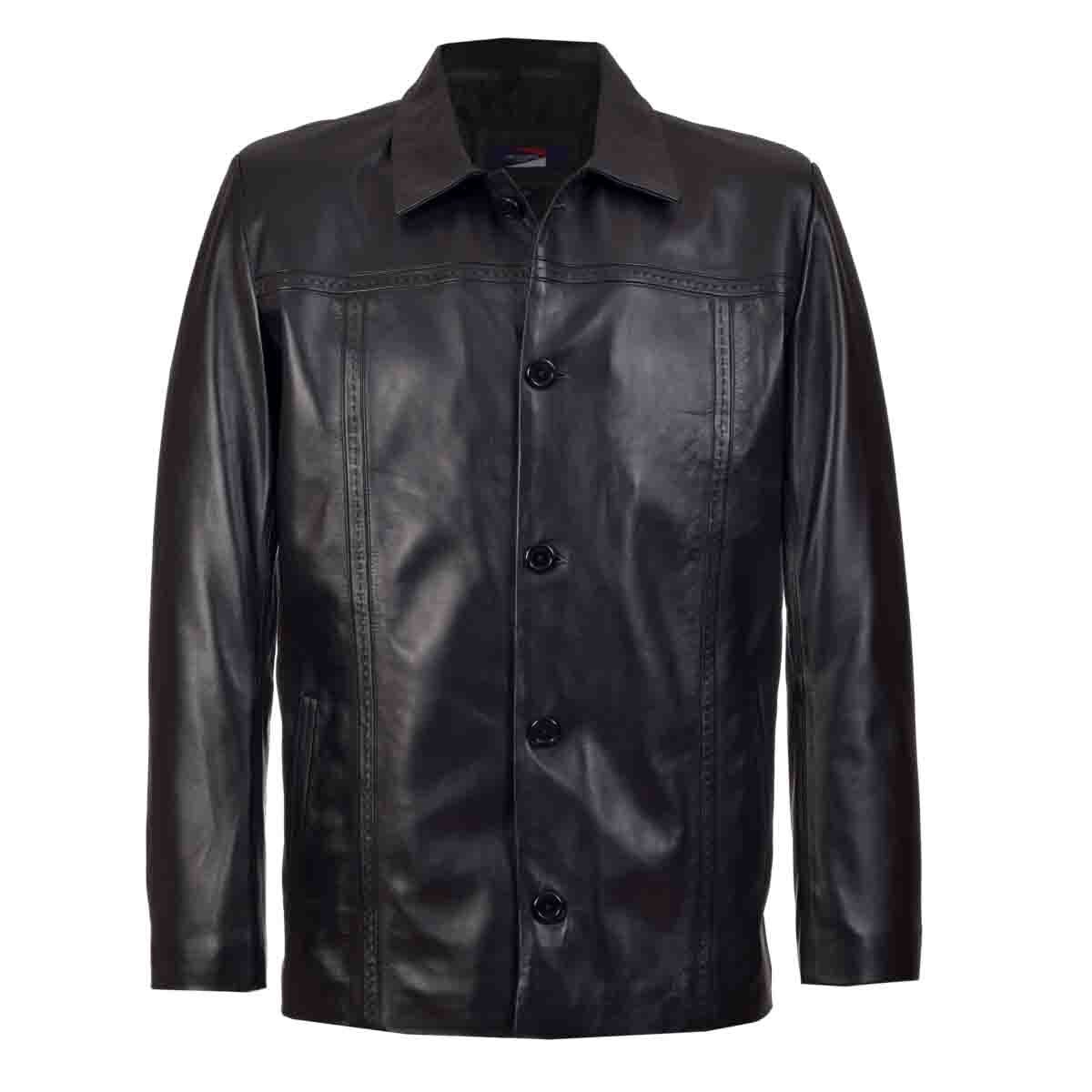 Chamarra de Piel Color Negro Carlo Corinto