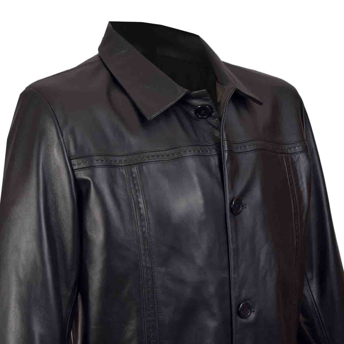 Chamarra de Piel Color Negro Carlo Corinto