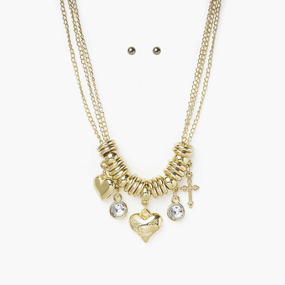 Juego Aretes Y Collar Dorado Wonder Charms