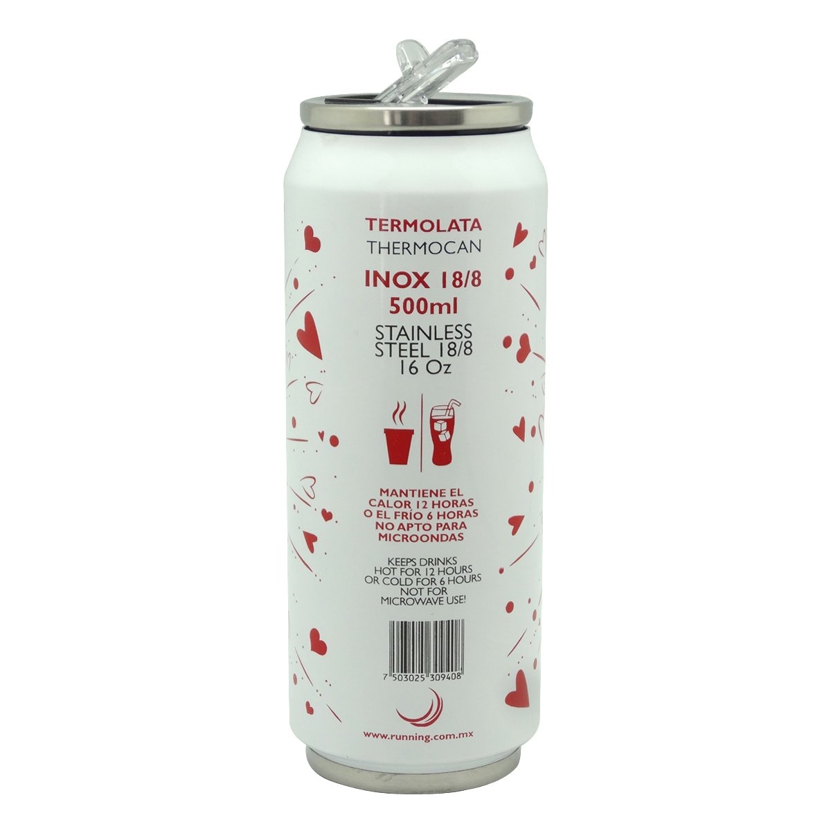 Termo Lata a Inox Love Blanco 500 Ml Running Decora