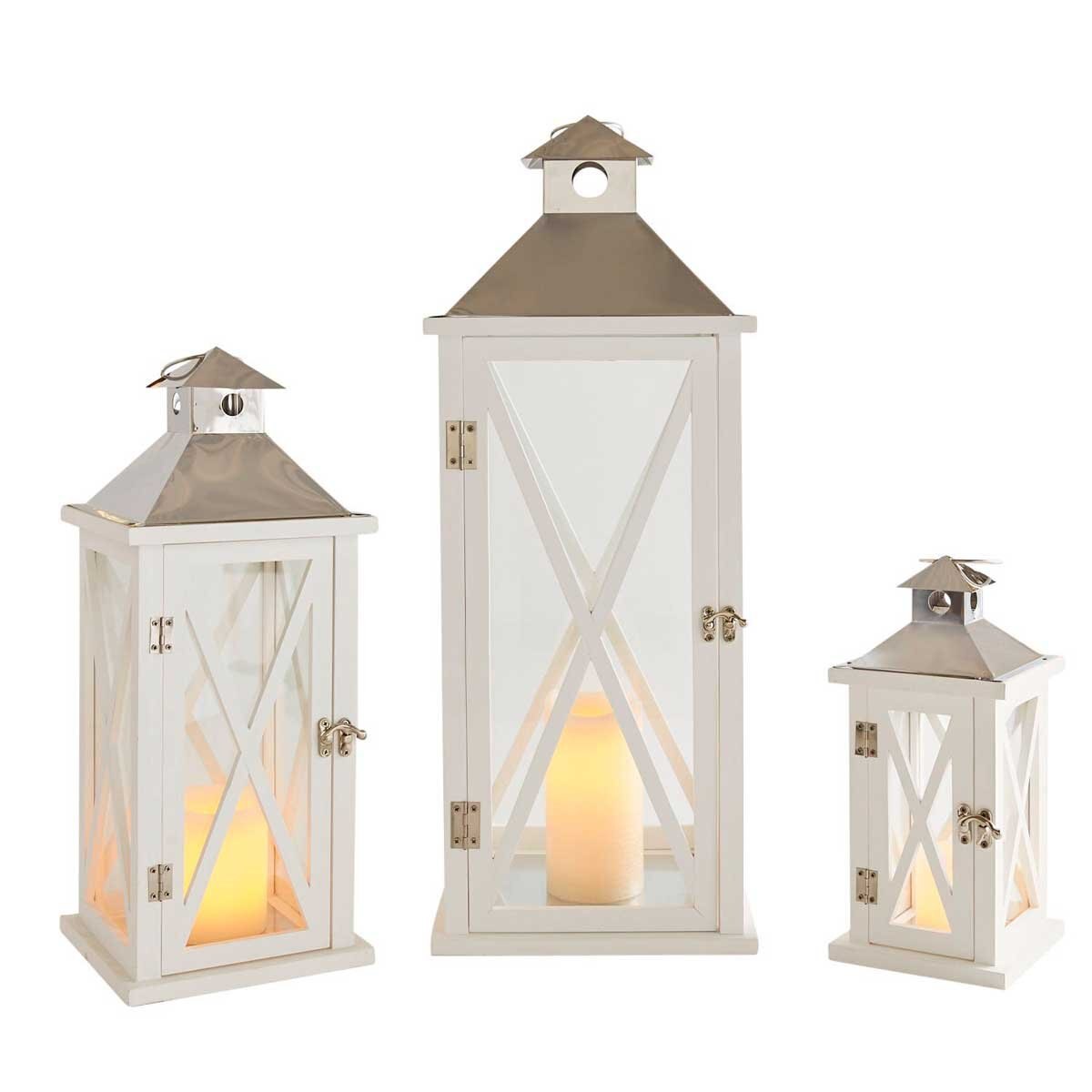 Linterna Blanca Chica de Madera Rosemont Pier 1 Imports