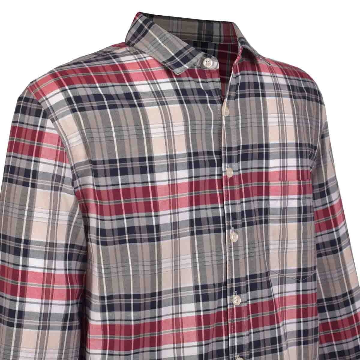 Camisa Manga Larga a Cuadros Color Gris Combinado Fukka