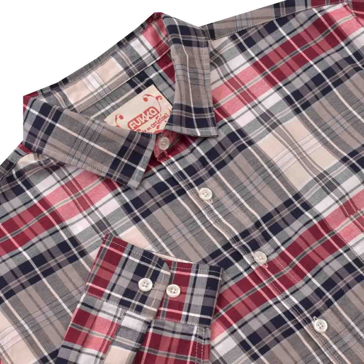 Camisa Manga Larga a Cuadros Color Gris Combinado Fukka