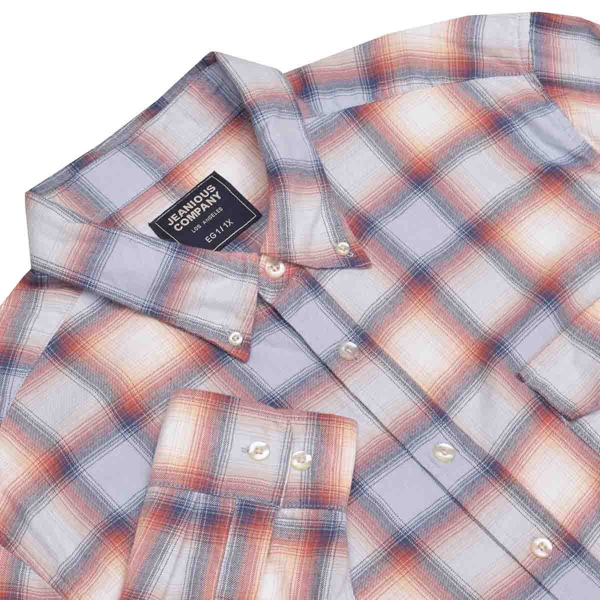 Camisa Manga Larga a Cuadros Color Azul Combinado Jeanious Plus